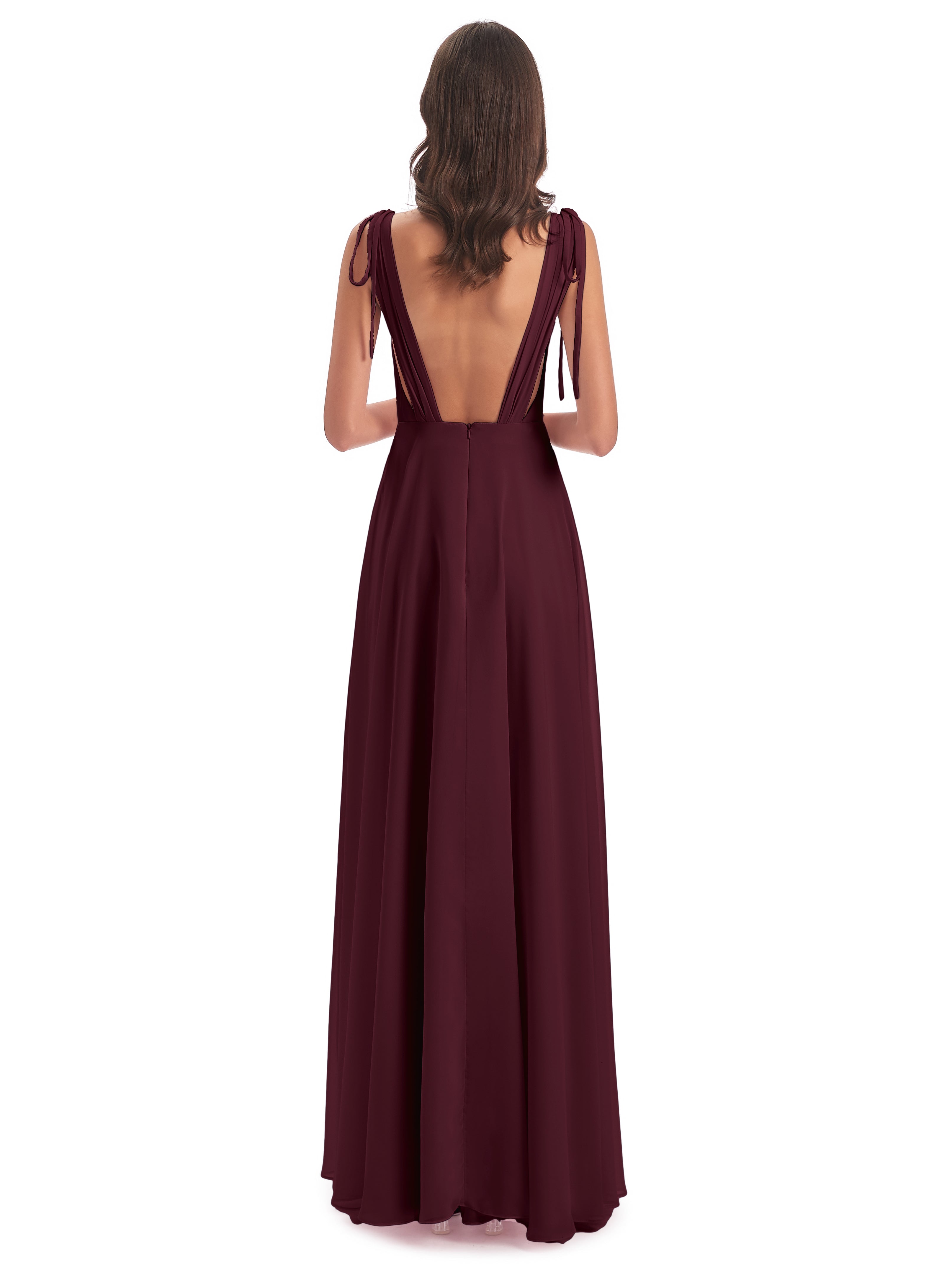 Robes De Demoiselle D'Honneur Cabernet Dos Nu Col V Robes Demoiselle D'Honneur