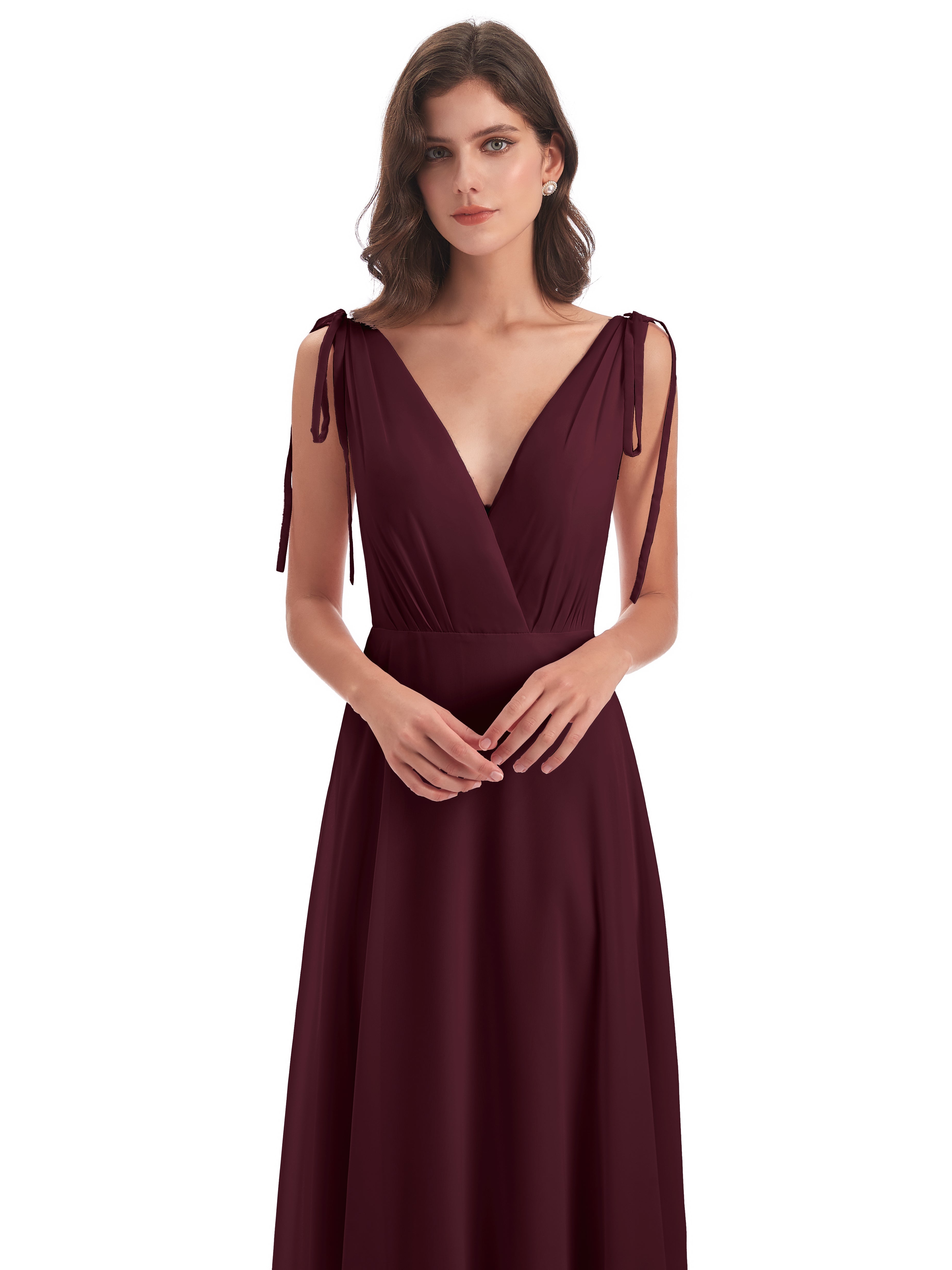 Robes De Demoiselle D'Honneur Cabernet Dos Nu Col V Robes Demoiselle D'Honneur