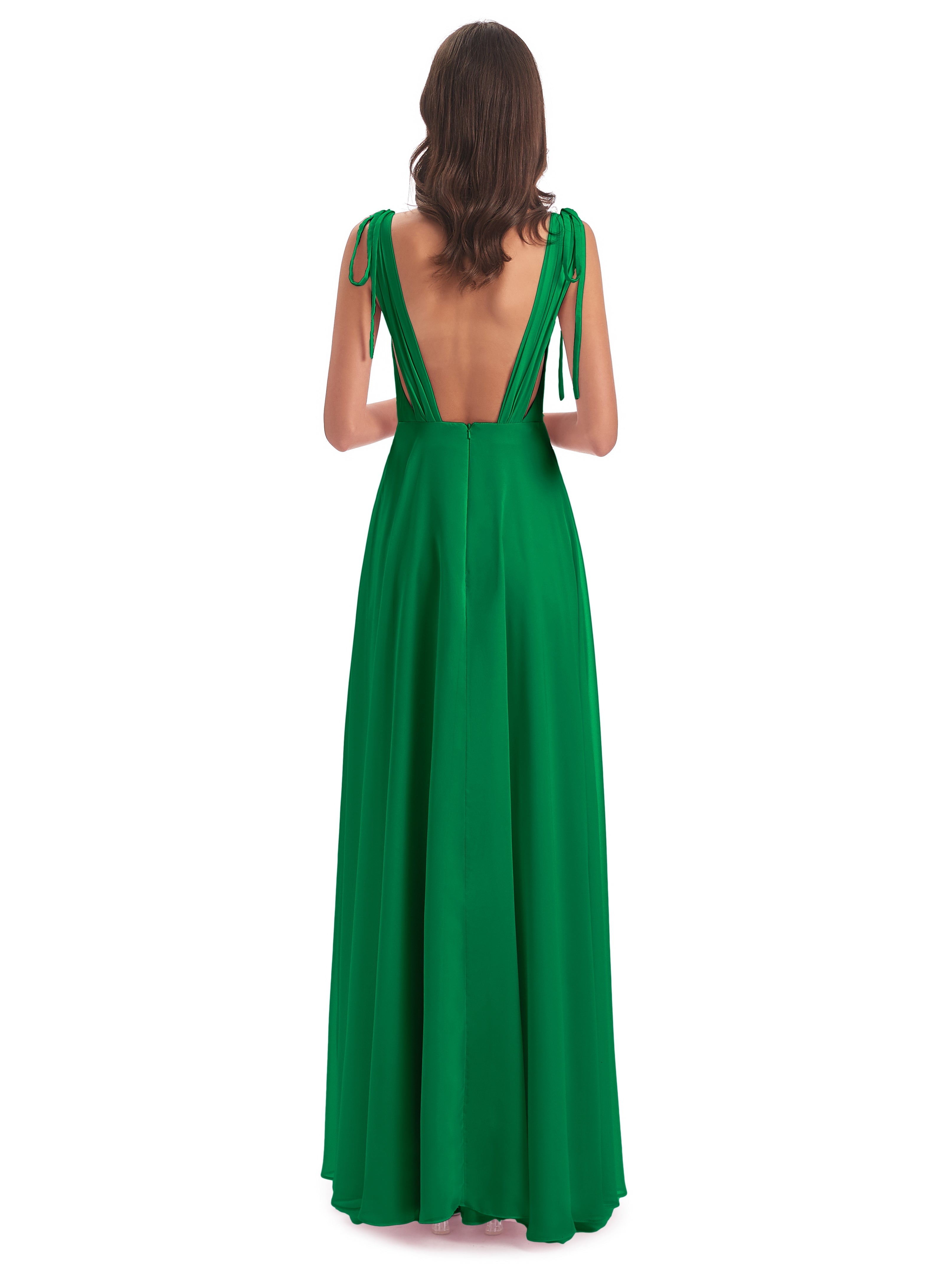 Demoiselle D Honneur Vert Émeraude Dos Nu Col V Robes Demoiselle D'Honneur