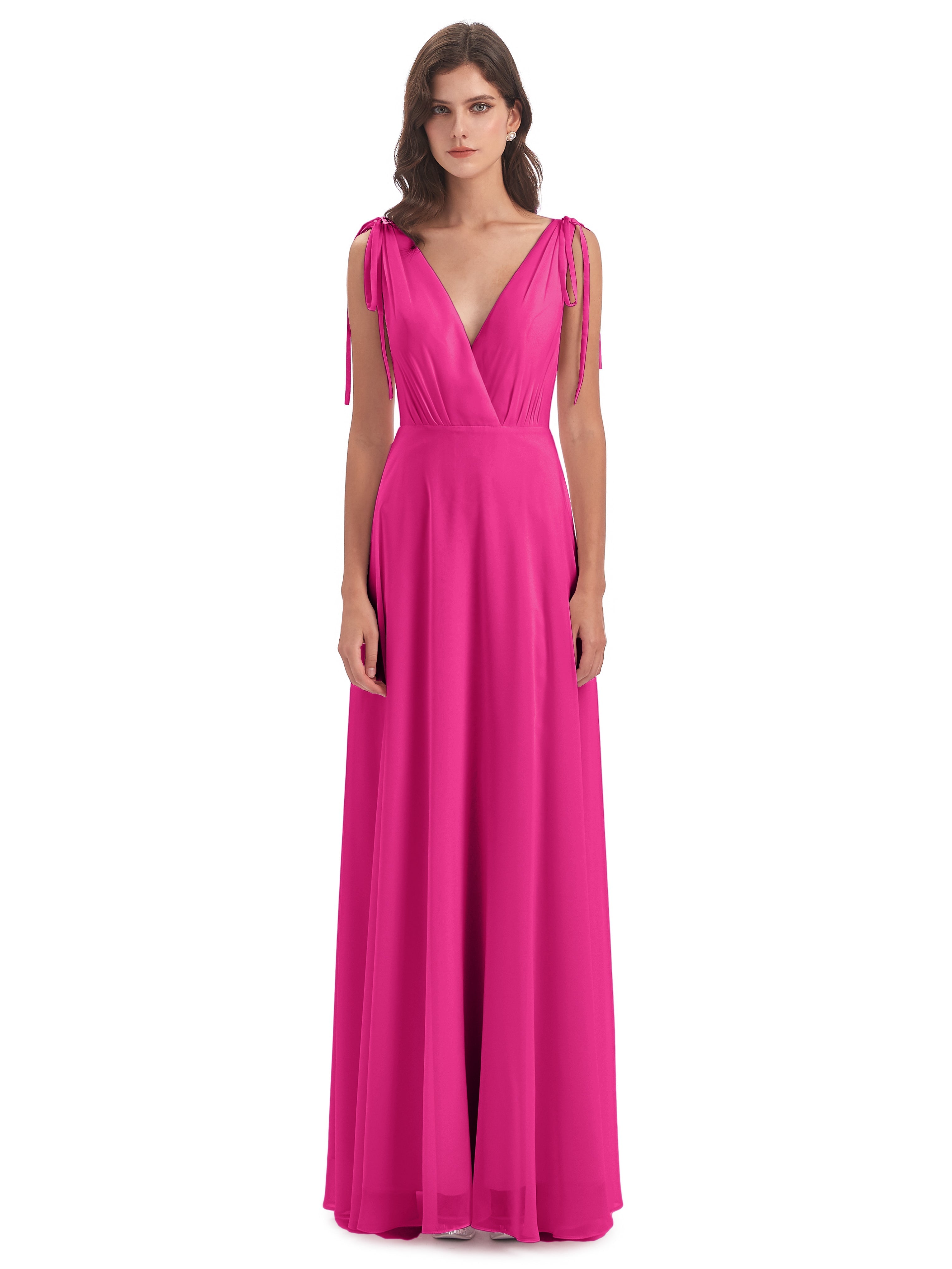 Robes De Demoiselle D'Honneur Couleur Rose Fuchsia Dos Nu Col V Robes Demoiselle D'Honneur