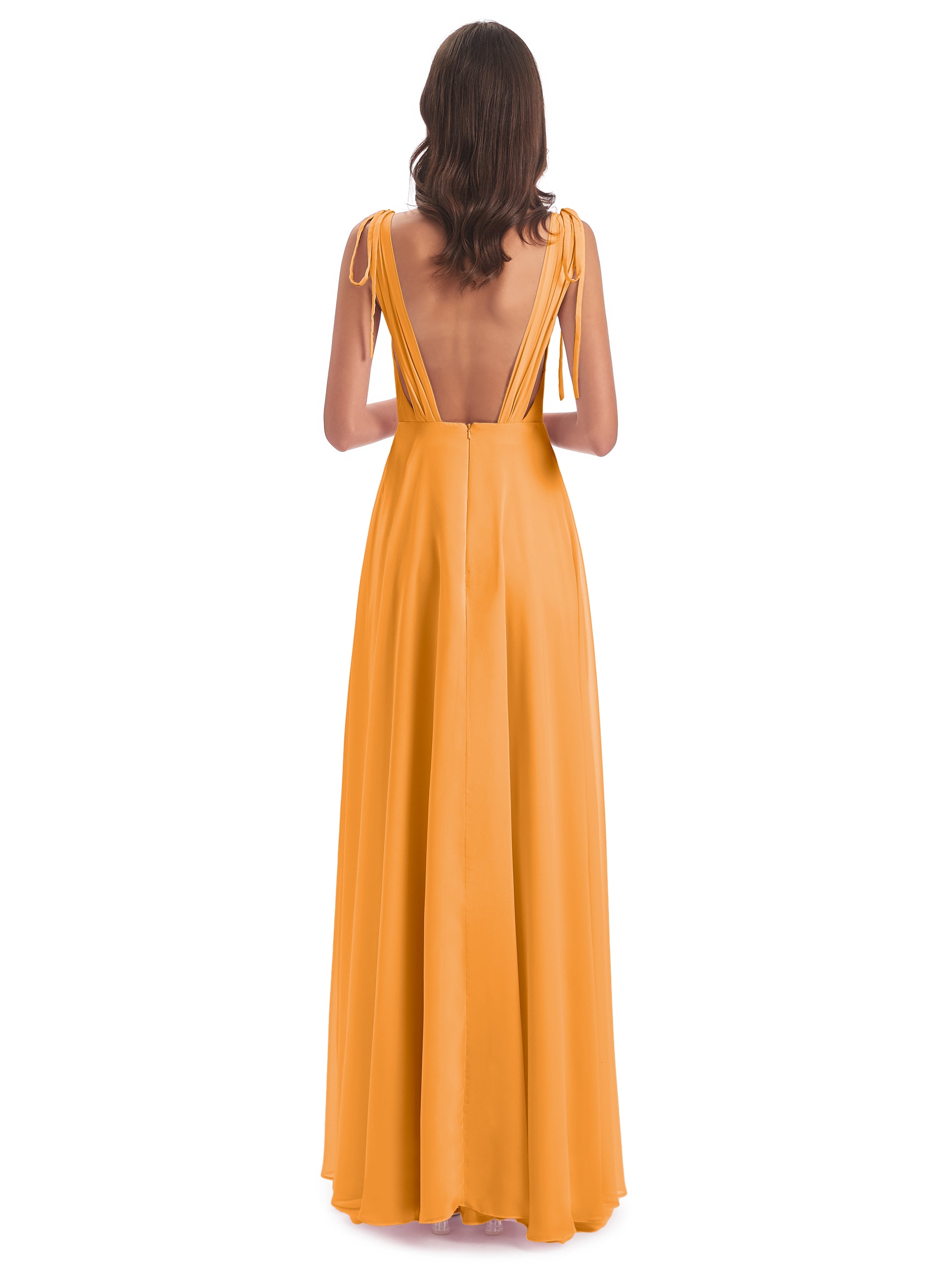 Robes De Demoiselle D'Honneur Mandarine Dos Nu Col V Robes Demoiselle D'Honneur