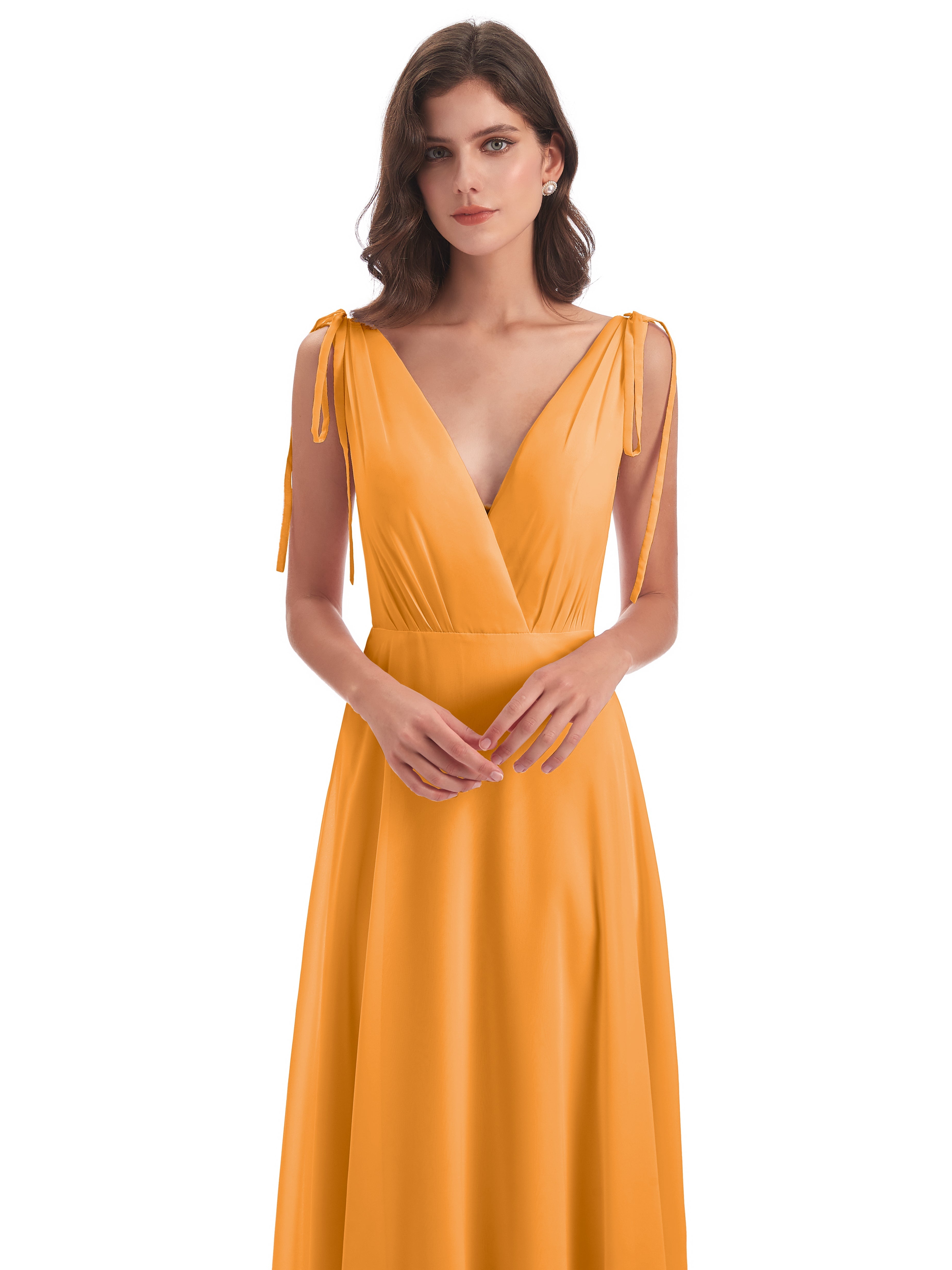 Robes De Demoiselle D'Honneur Mandarine Dos Nu Col V Robes Demoiselle D'Honneur