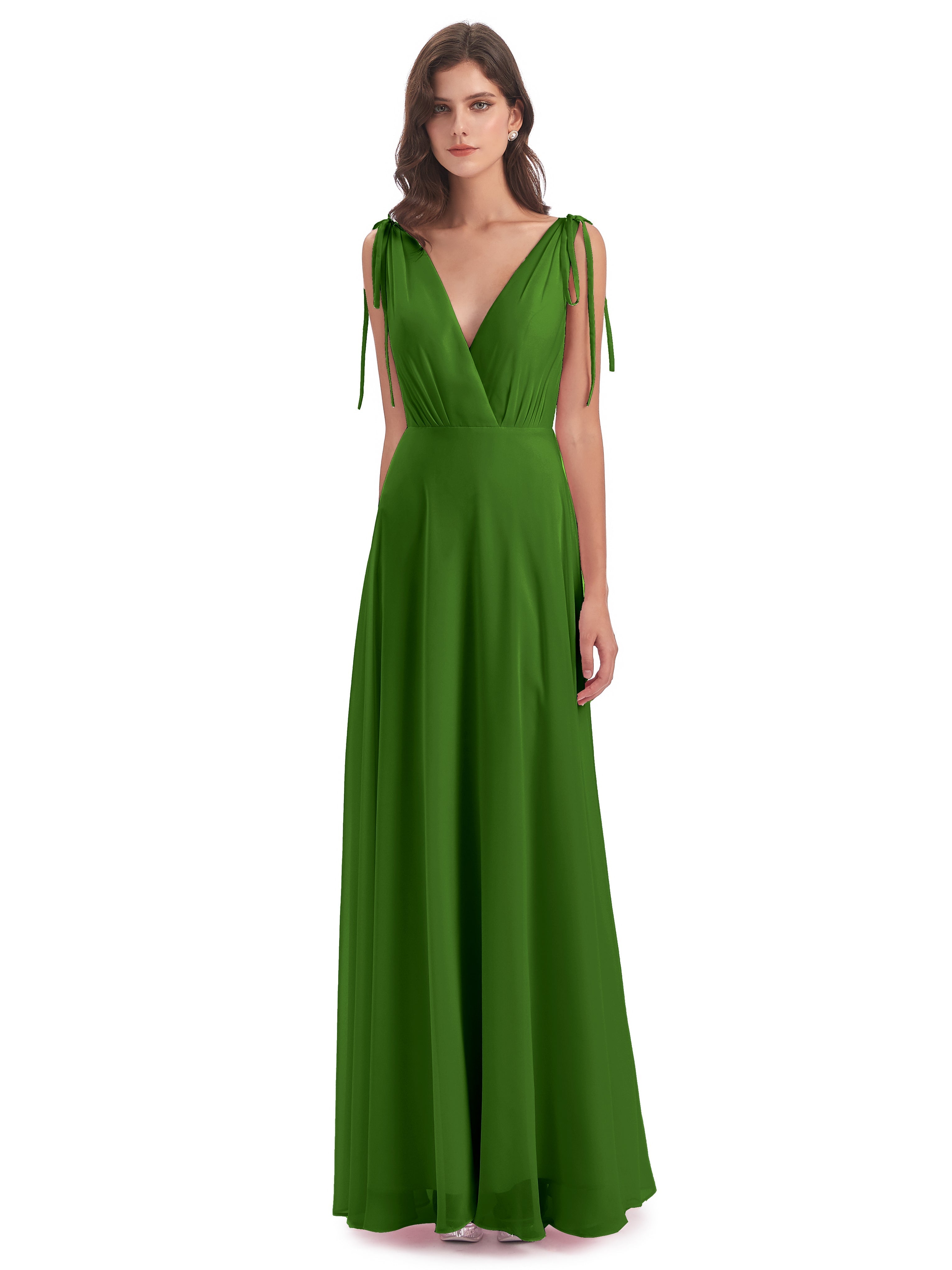 Robes De Demoiselle D'Honneur Vert Mousse Dos Nu Col V Robes Demoiselle D'Honneur