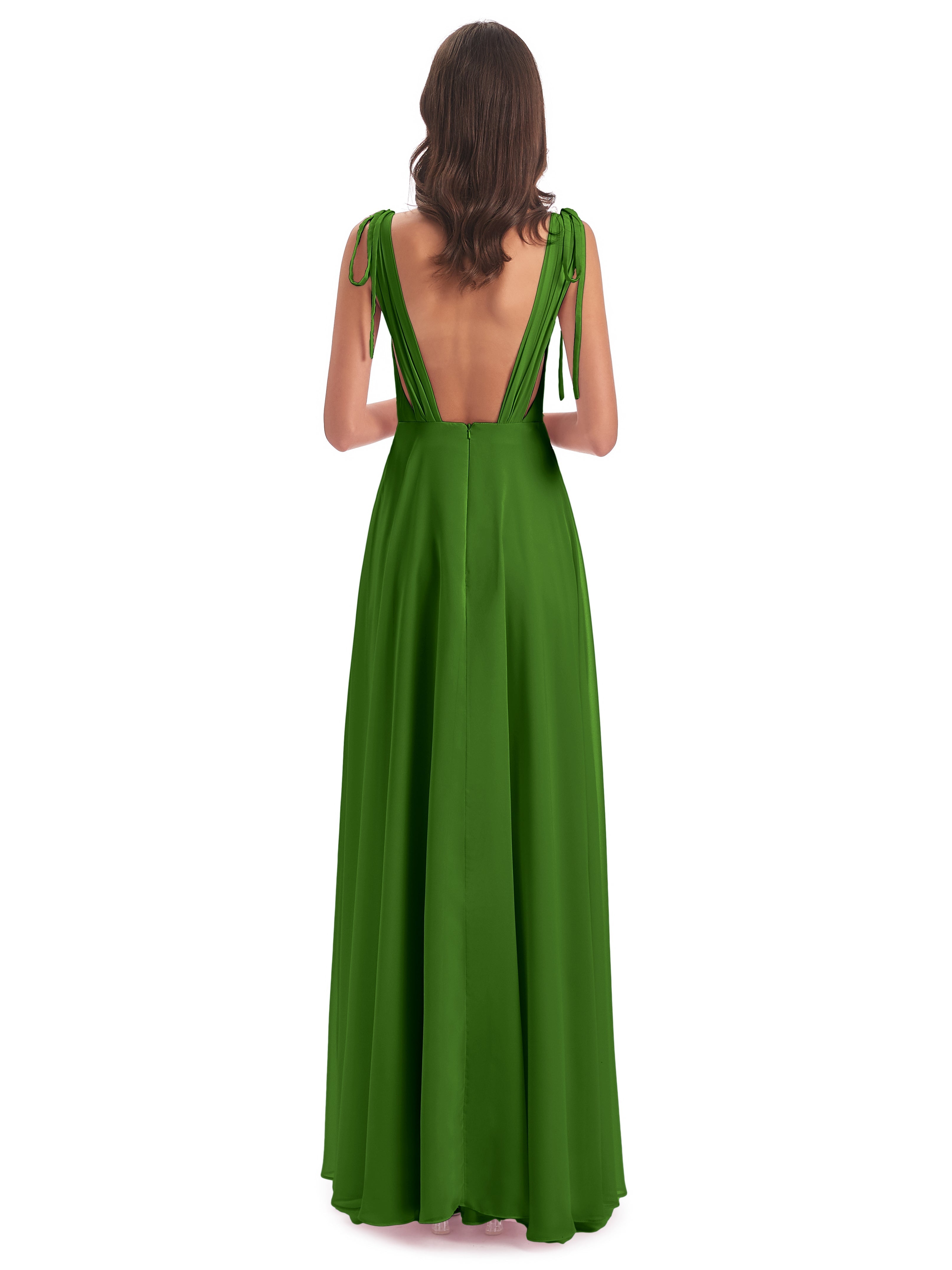 Robes De Demoiselle D'Honneur Vert Mousse Dos Nu Col V Robes Demoiselle D'Honneur