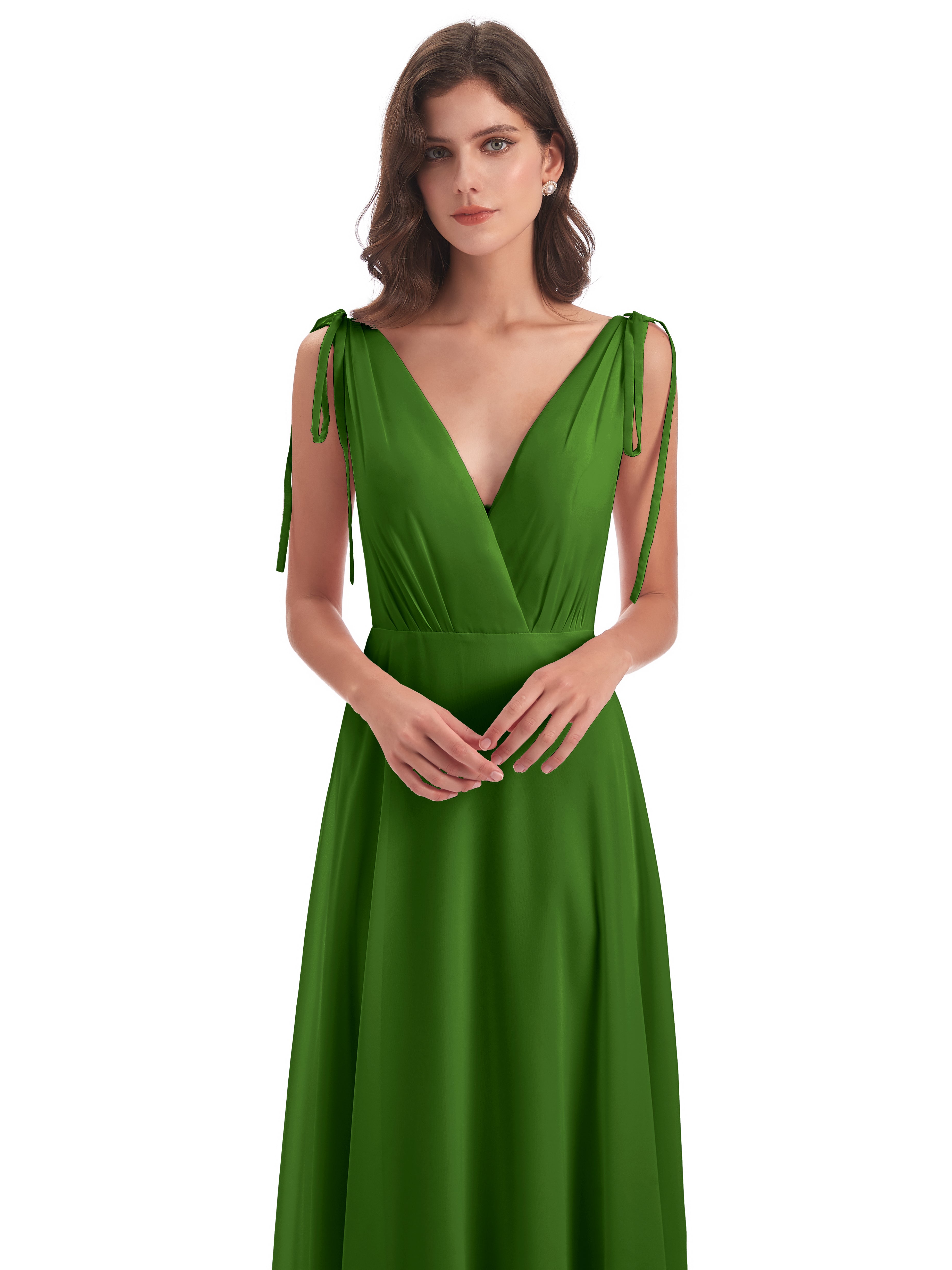 Robes De Demoiselle D'Honneur Vert Mousse Dos Nu Col V Robes Demoiselle D'Honneur