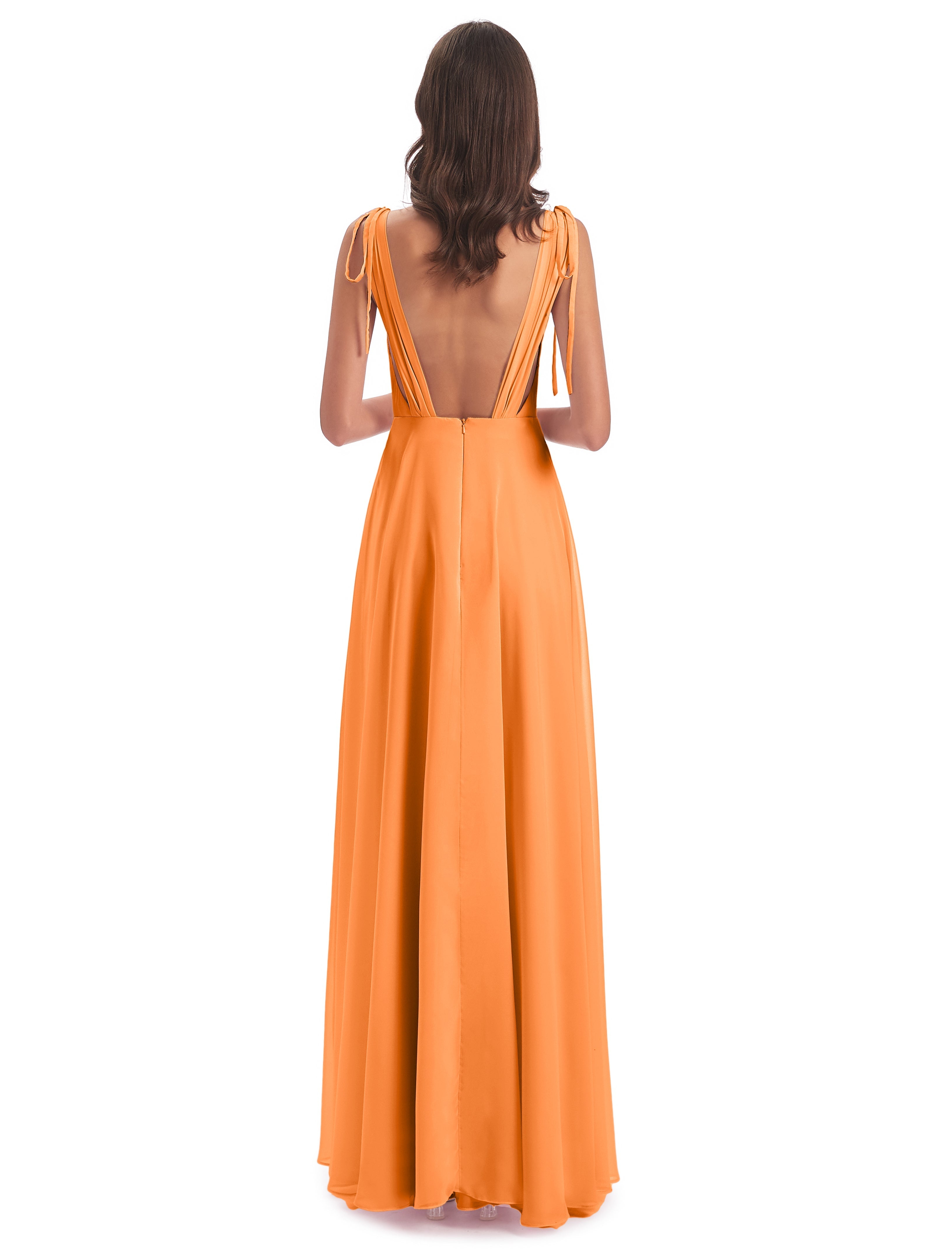 Robe Demoiselle D Honneur Orange Dos Nu Col V Robes Demoiselle D'Honneur