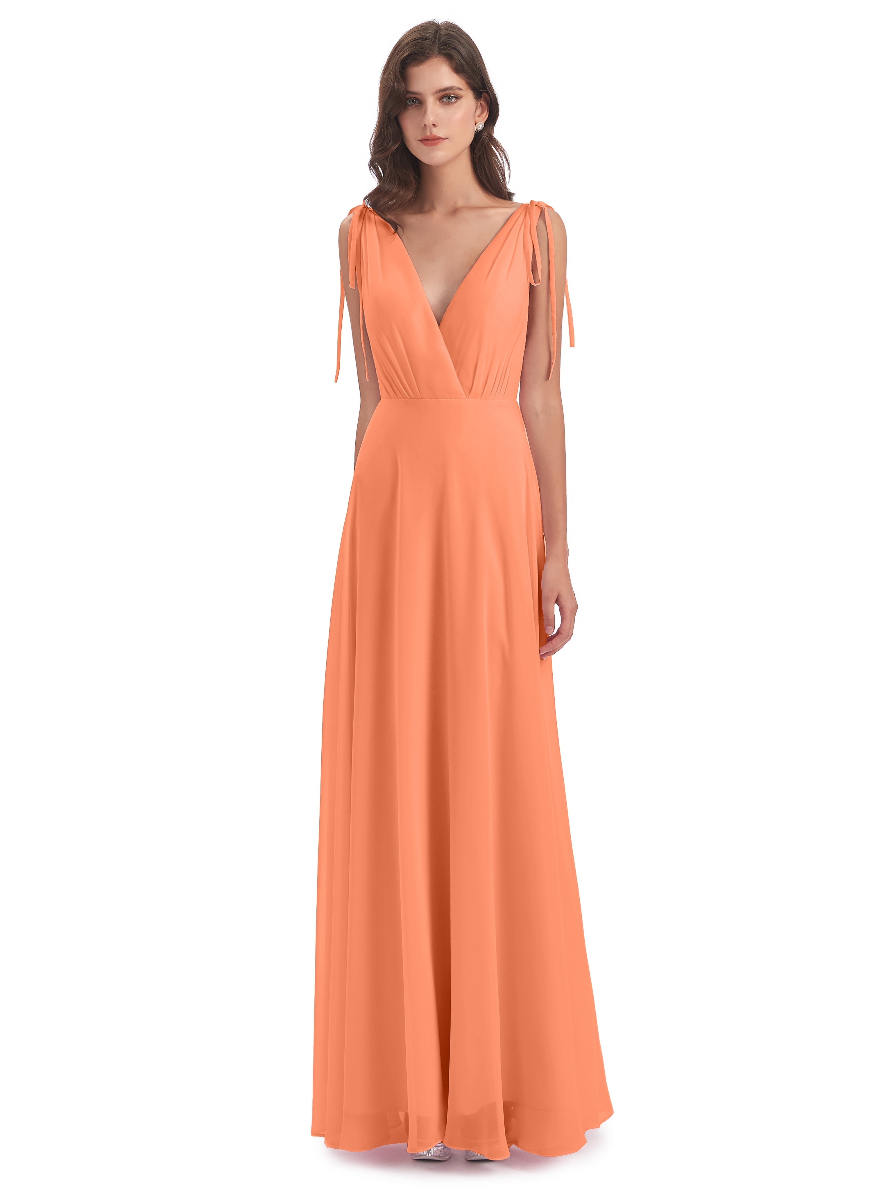 Robes De Demoiselle D'Honneur Papaye Dos Nu Col V Robes Demoiselle D'Honneur