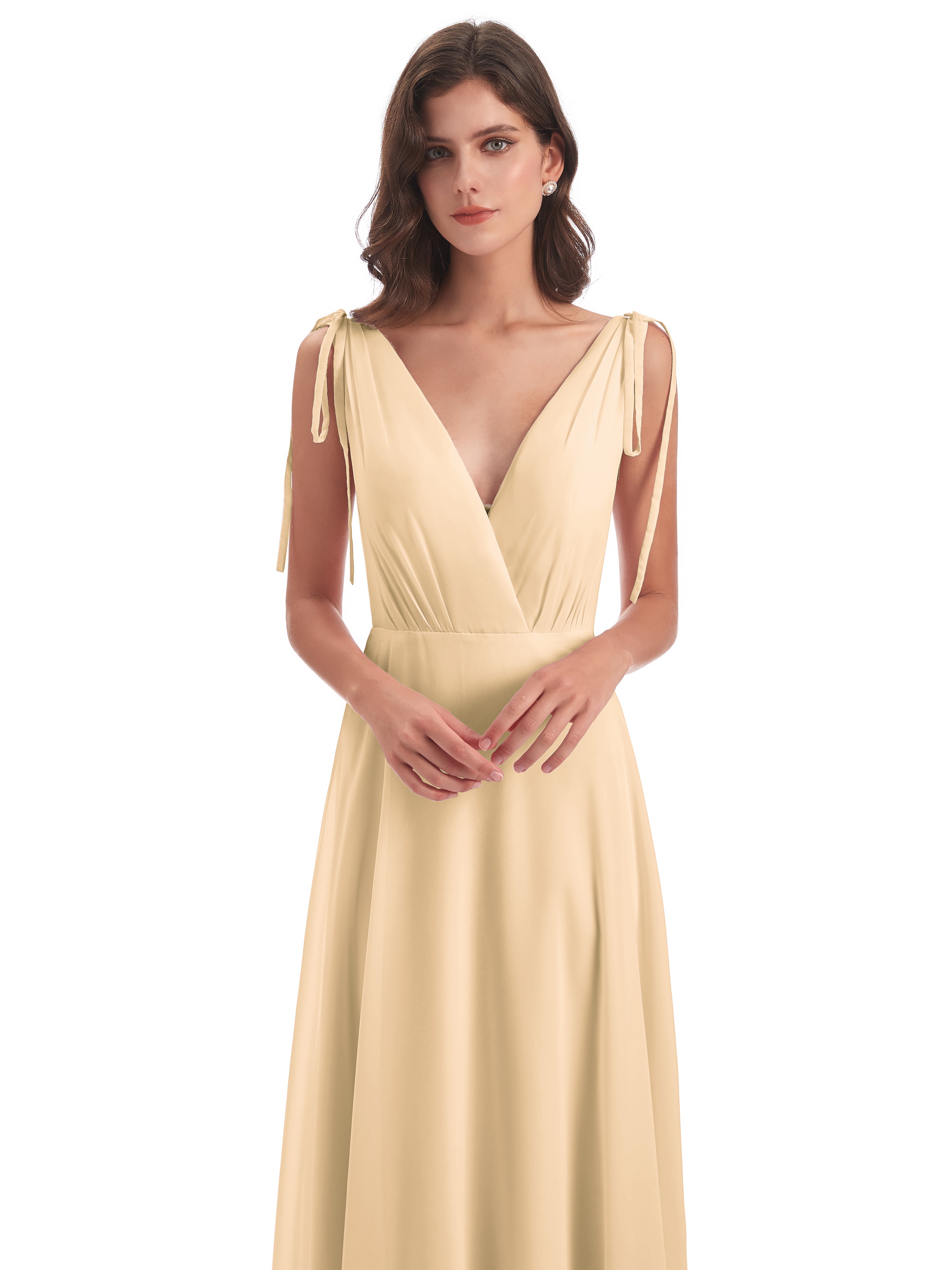 Robes De Demoiselle D'Honneur Pêche Dos Nu Col V Robes Demoiselle D'Honneur