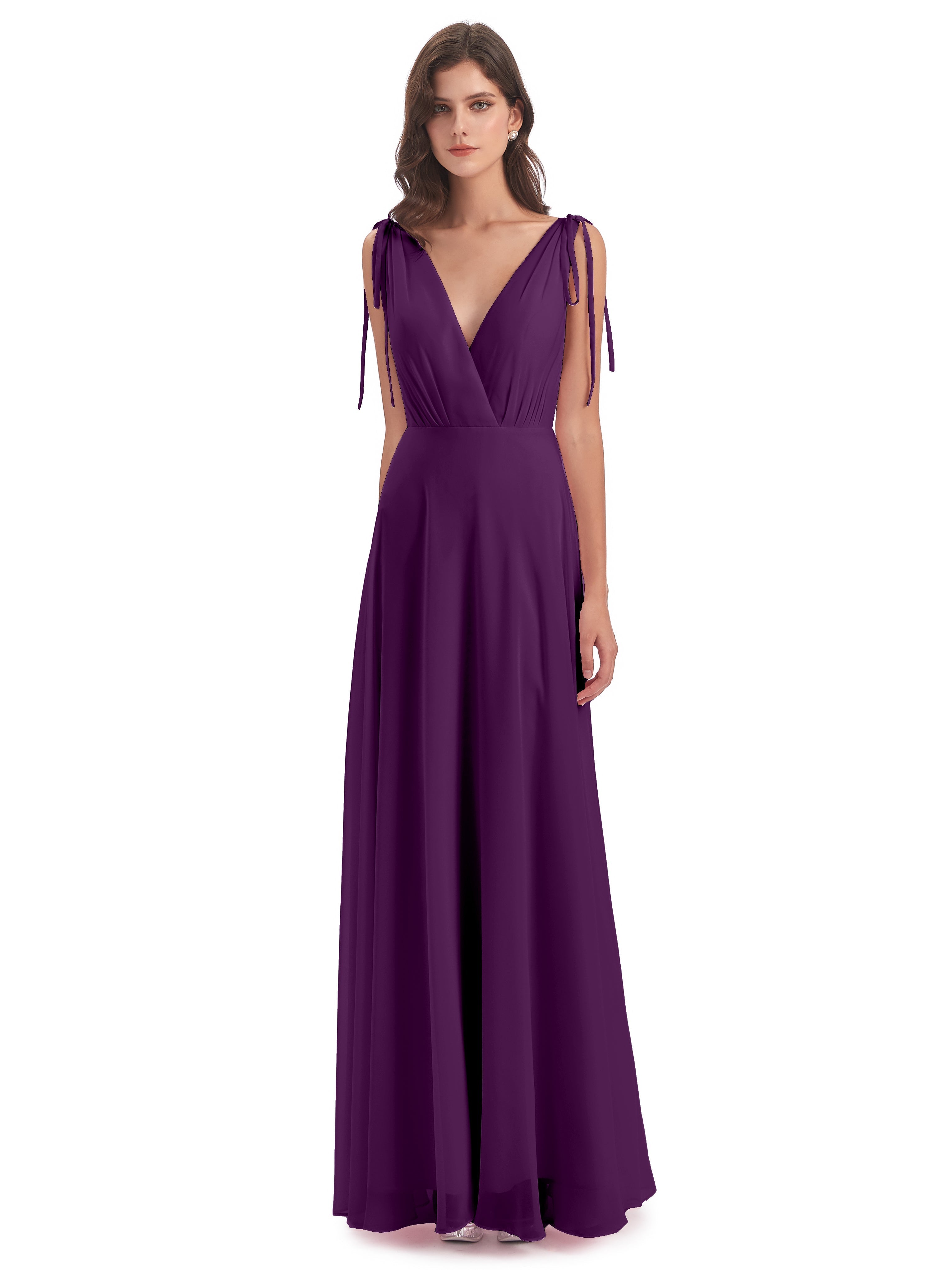 Robes De Demoiselle D'Honneur En Raisin Dos Nu Col V Robes Demoiselle D'Honneur
