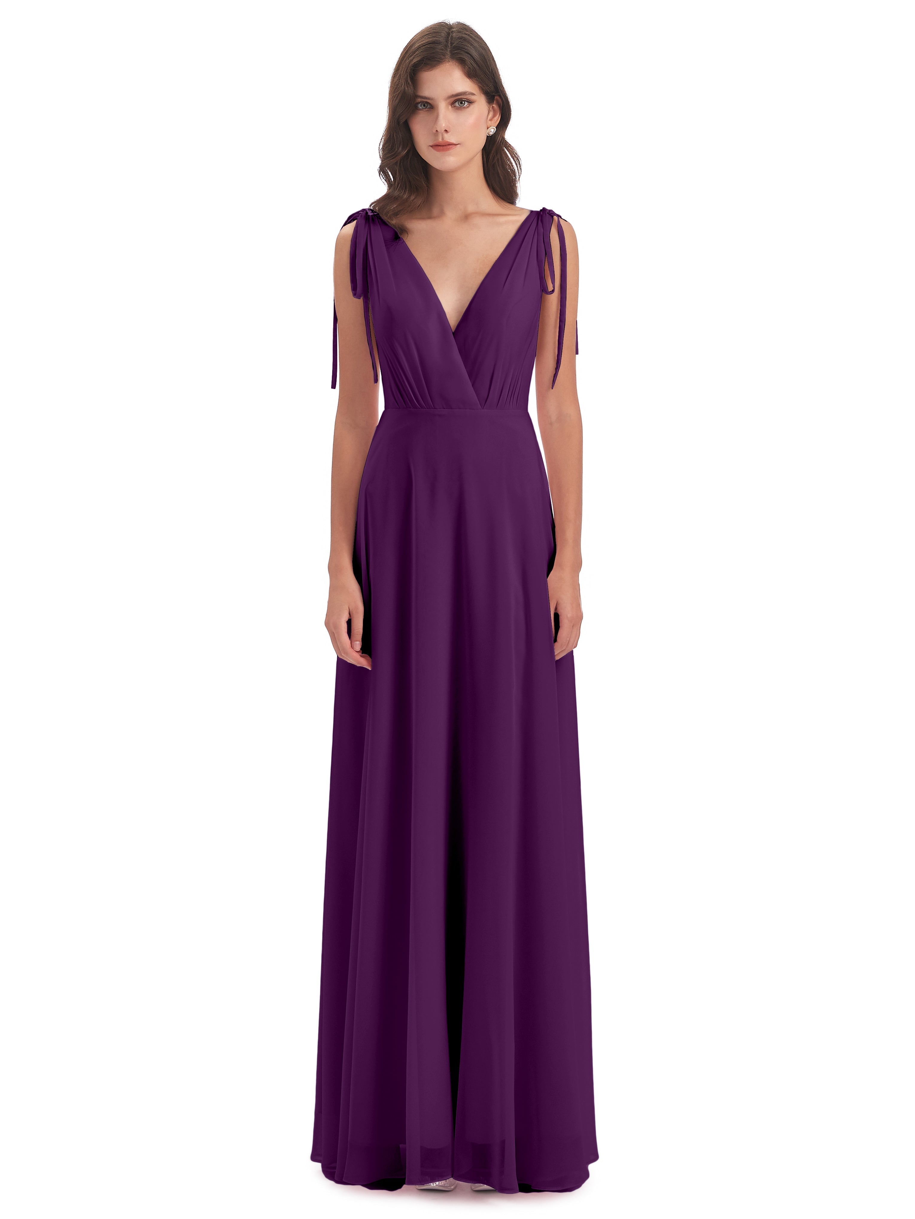 Robes De Demoiselle D'Honneur En Raisin Dos Nu Col V Robes Demoiselle D'Honneur