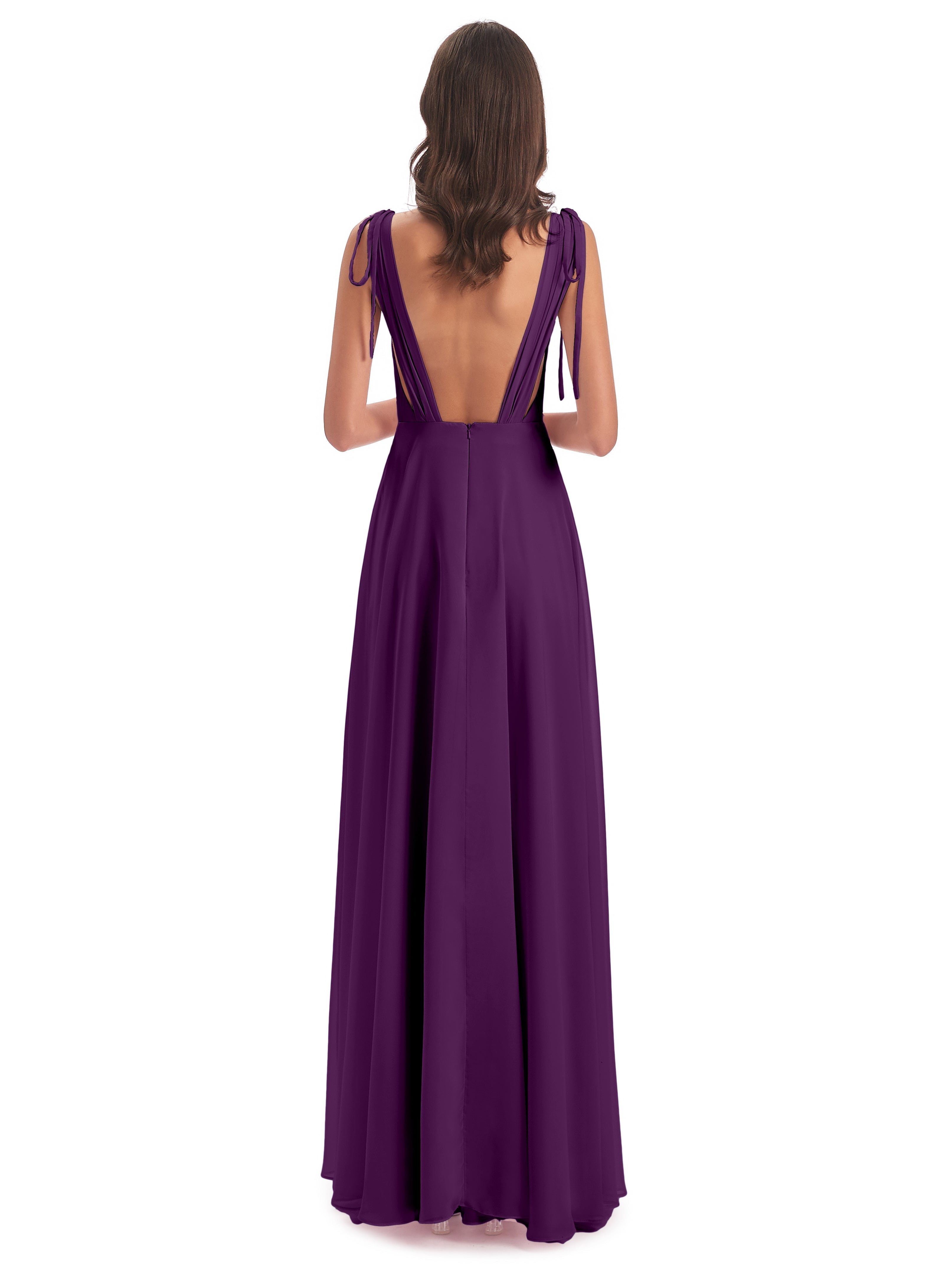 Robes De Demoiselle D'Honneur En Raisin Dos Nu Col V Robes Demoiselle D'Honneur
