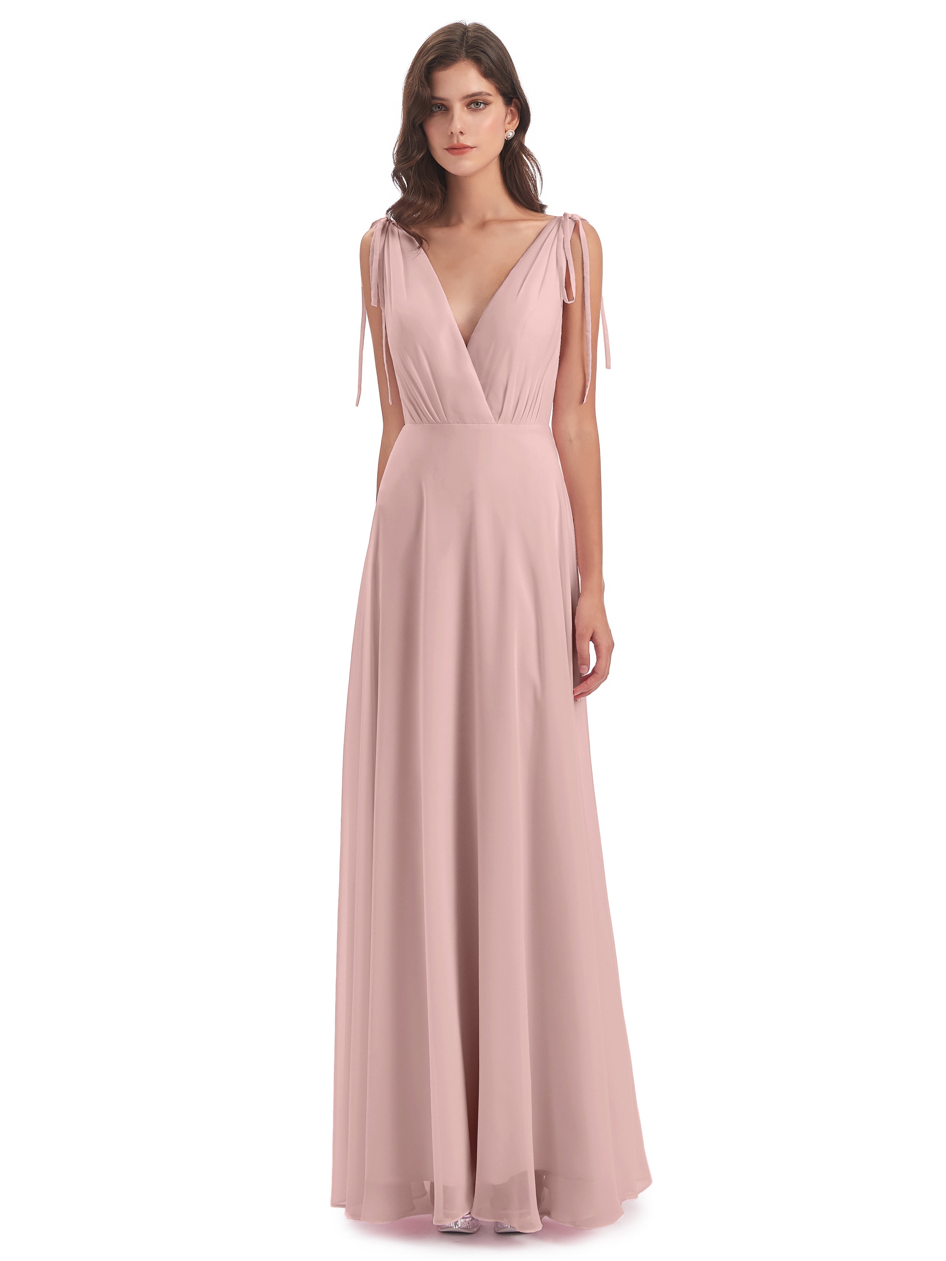 Robe Demoiselle D Honneur Rose Poudrée Dos Nu Col V Robes Demoiselle D'Honneur