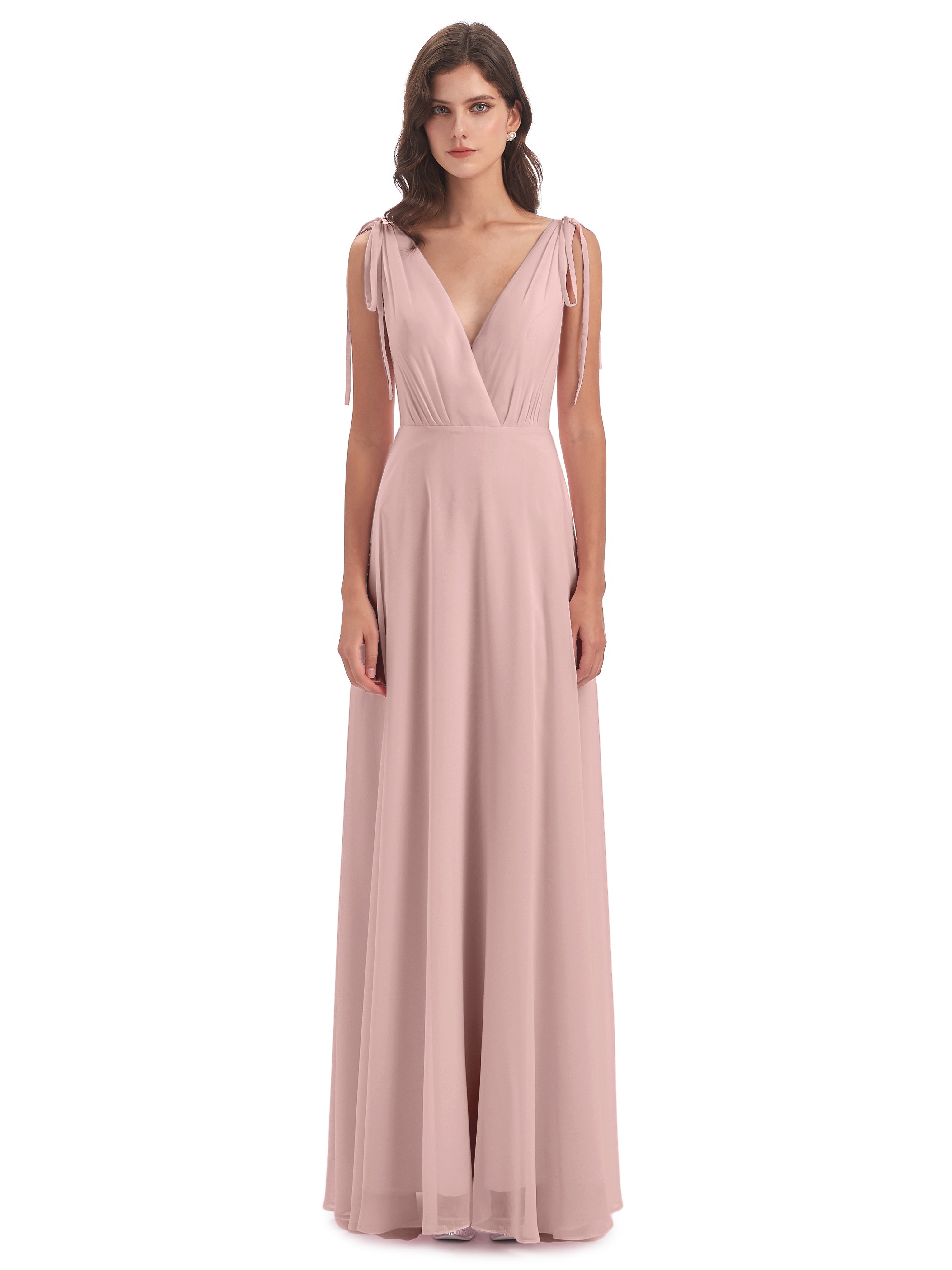 Robe Demoiselle D Honneur Rose Poudrée Dos Nu Col V Robes Demoiselle D'Honneur