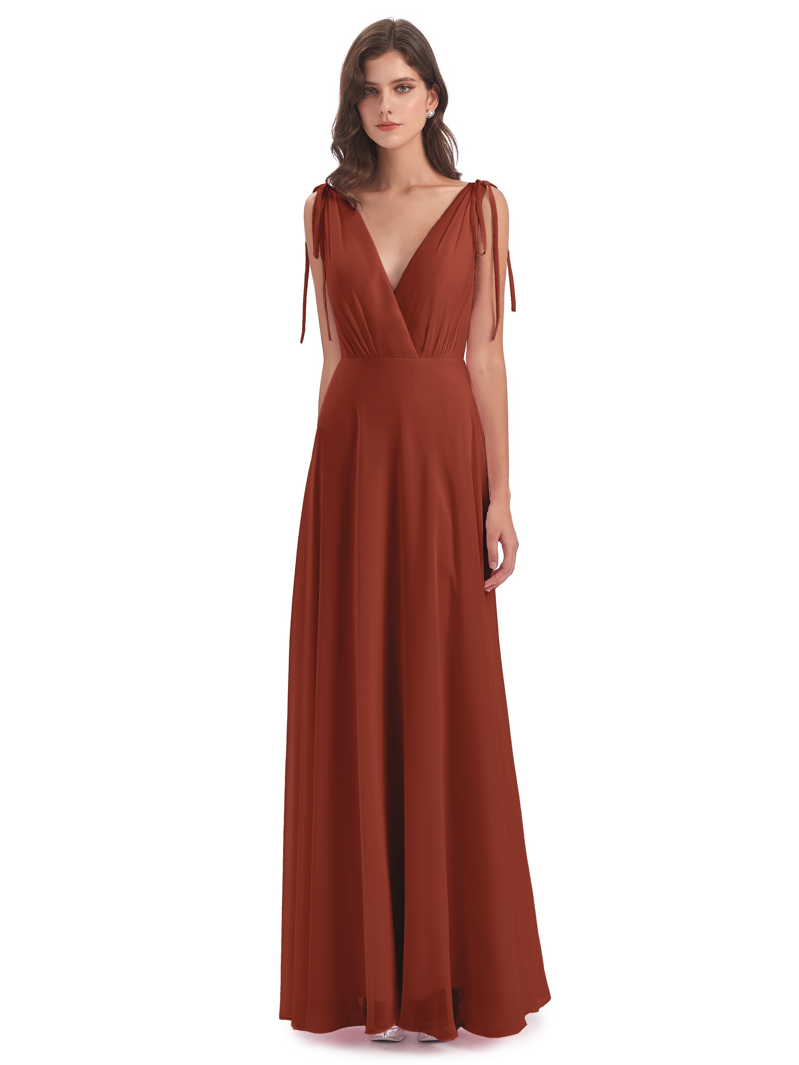 Robe Demoiselle D Honneur Rouille Dos Nu Col V Robes Demoiselle D'Honneur