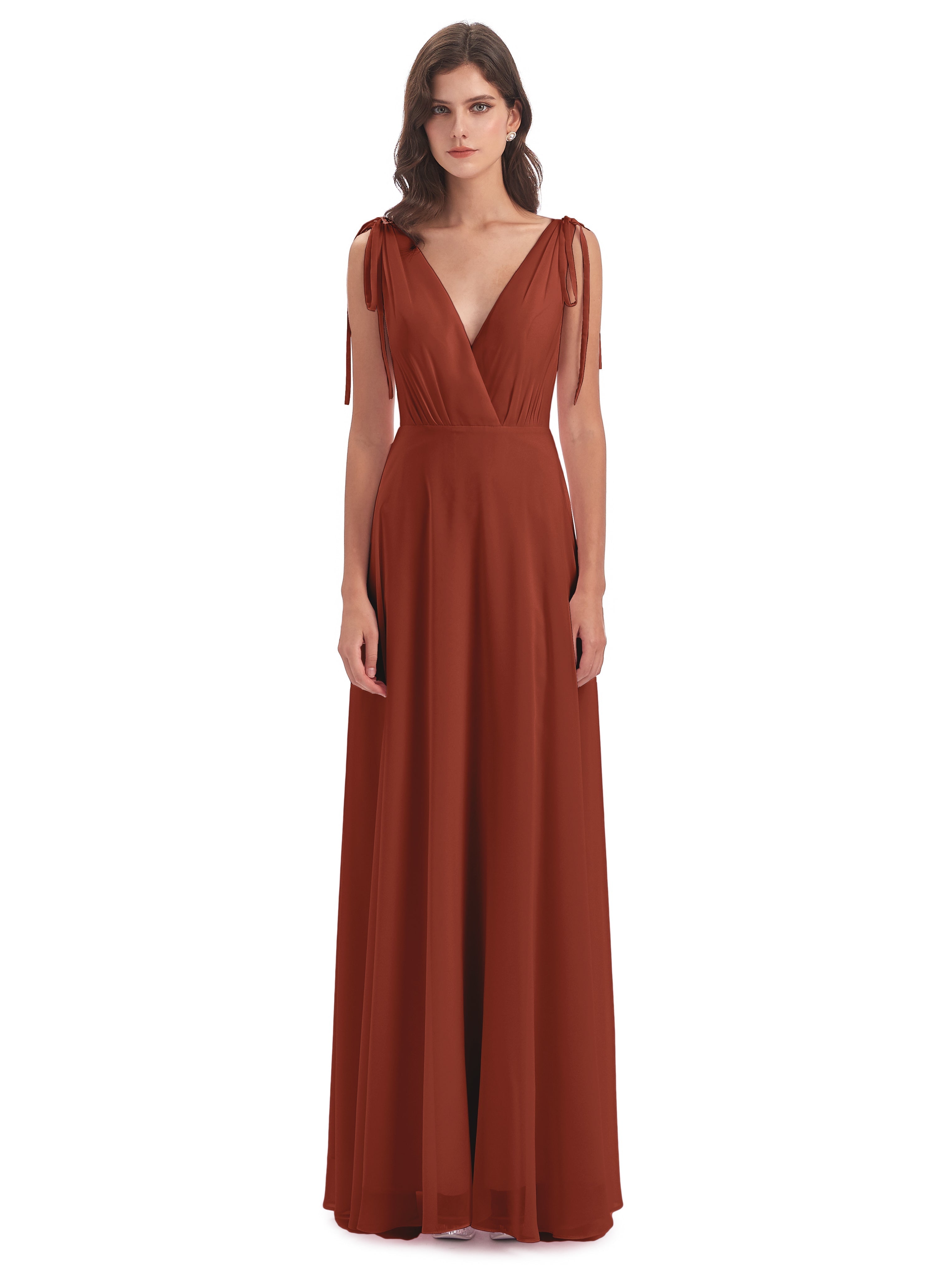 Robe Demoiselle D Honneur Rouille Dos Nu Col V Robes Demoiselle D'Honneur