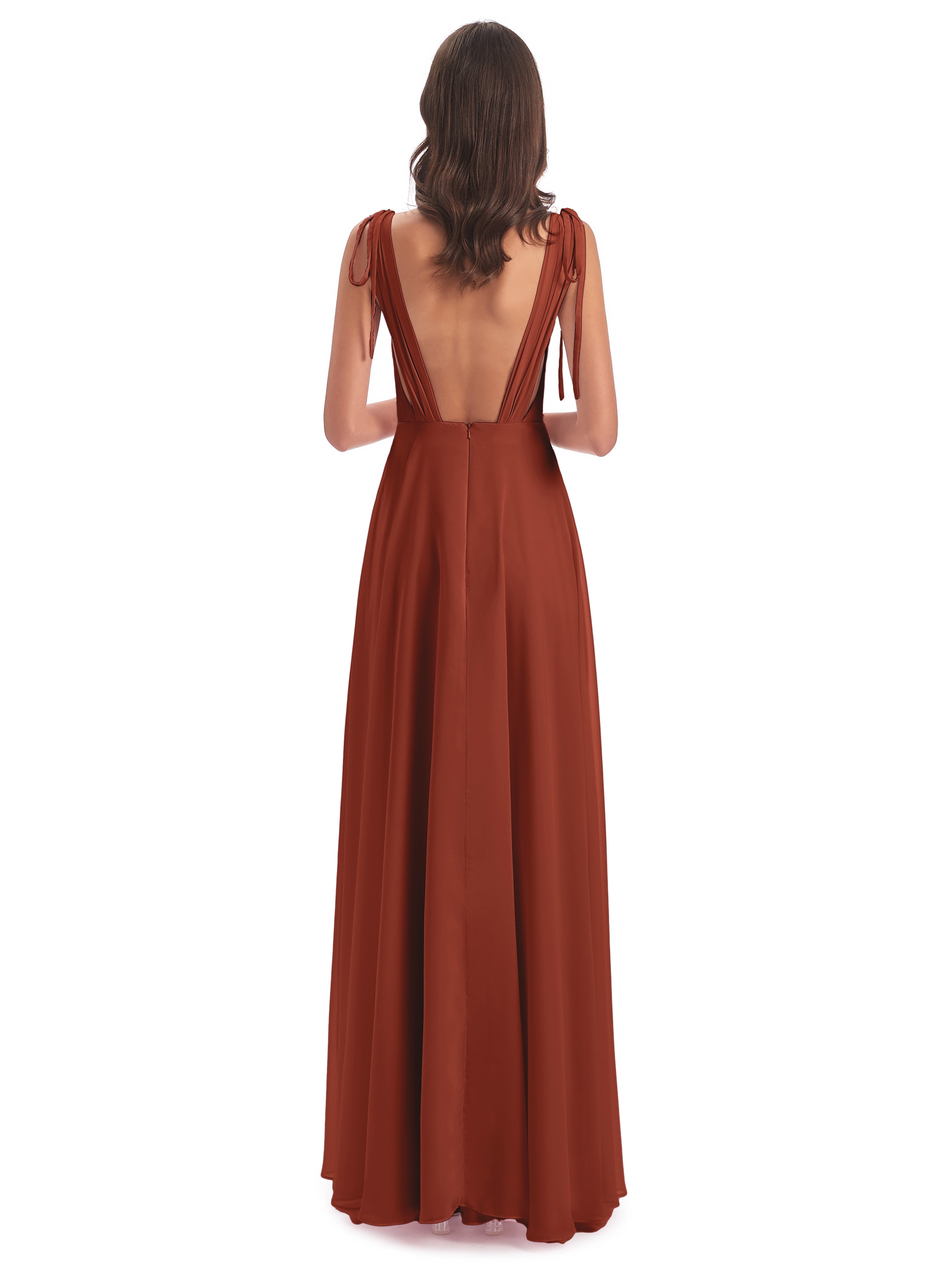 Robe Demoiselle D Honneur Rouille Dos Nu Col V Robes Demoiselle D'Honneur