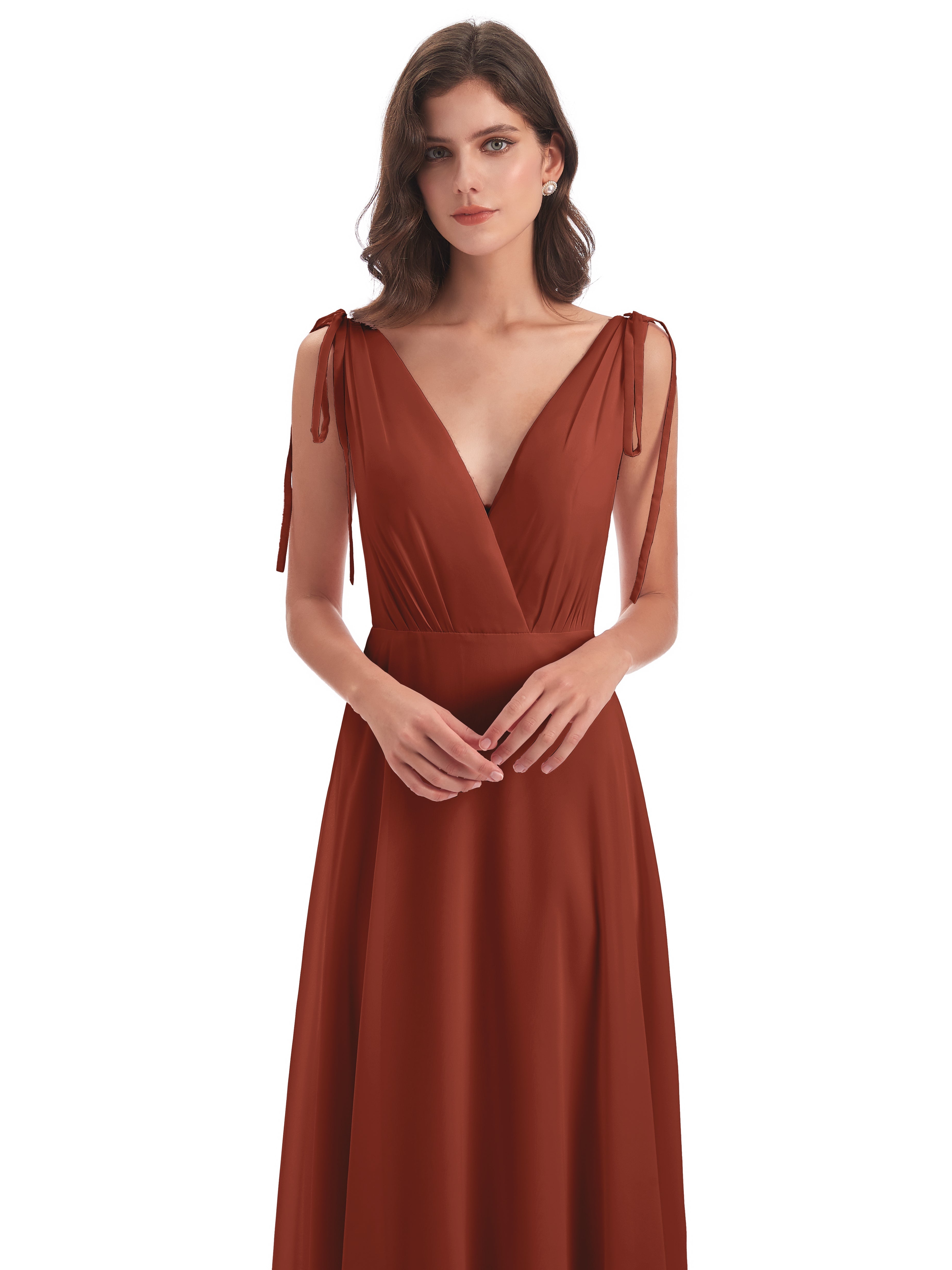 Robe Demoiselle D Honneur Rouille Dos Nu Col V Robes Demoiselle D'Honneur