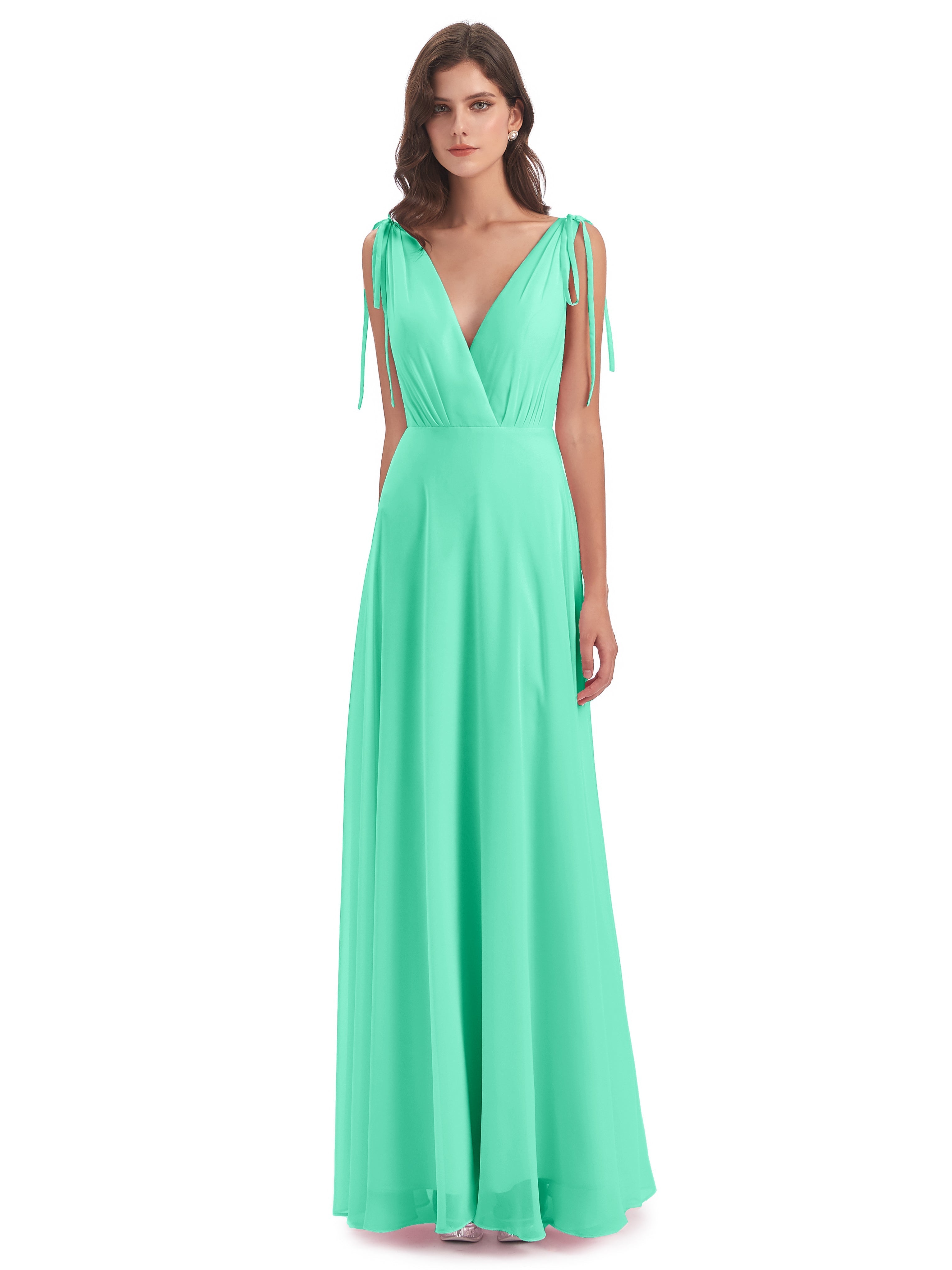 Robes De Demoiselle D'Honneur Bleu Turquoise Dos Nu Col V Robes Demoiselle D'Honneur