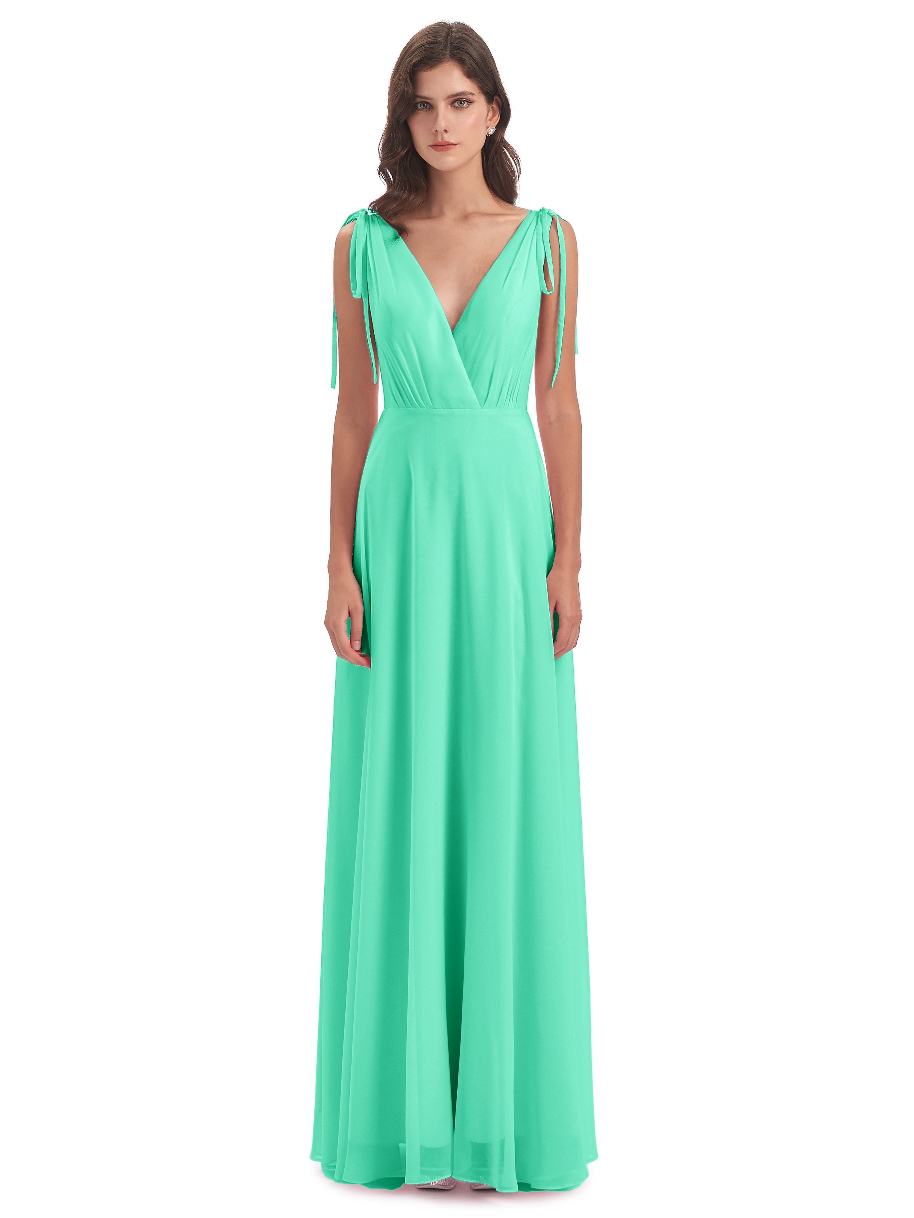 Robes De Demoiselle D'Honneur Bleu Turquoise Dos Nu Col V Robes Demoiselle D'Honneur