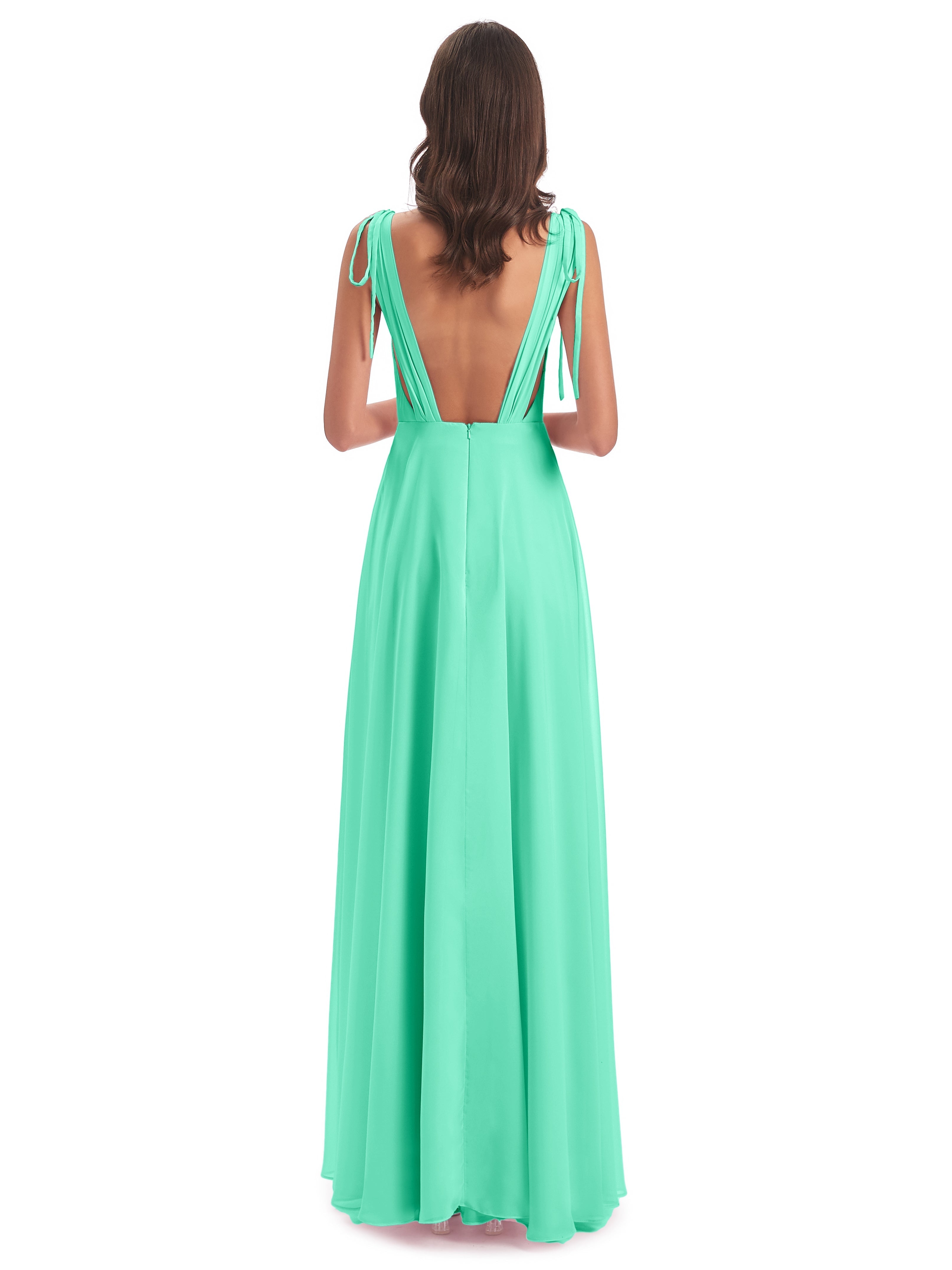 Robes De Demoiselle D'Honneur Bleu Turquoise Dos Nu Col V Robes Demoiselle D'Honneur