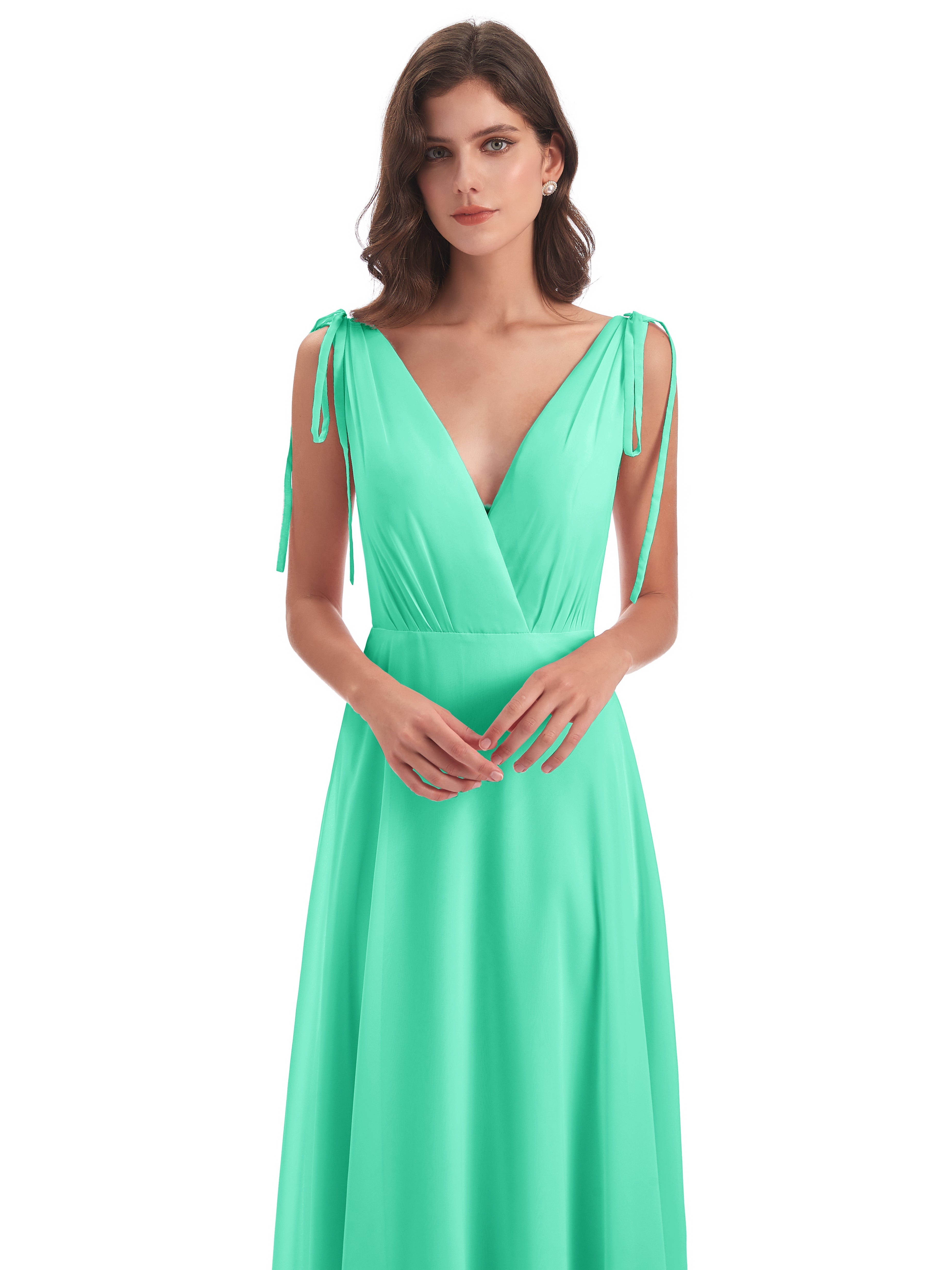 Robes De Demoiselle D'Honneur Bleu Turquoise Dos Nu Col V Robes Demoiselle D'Honneur