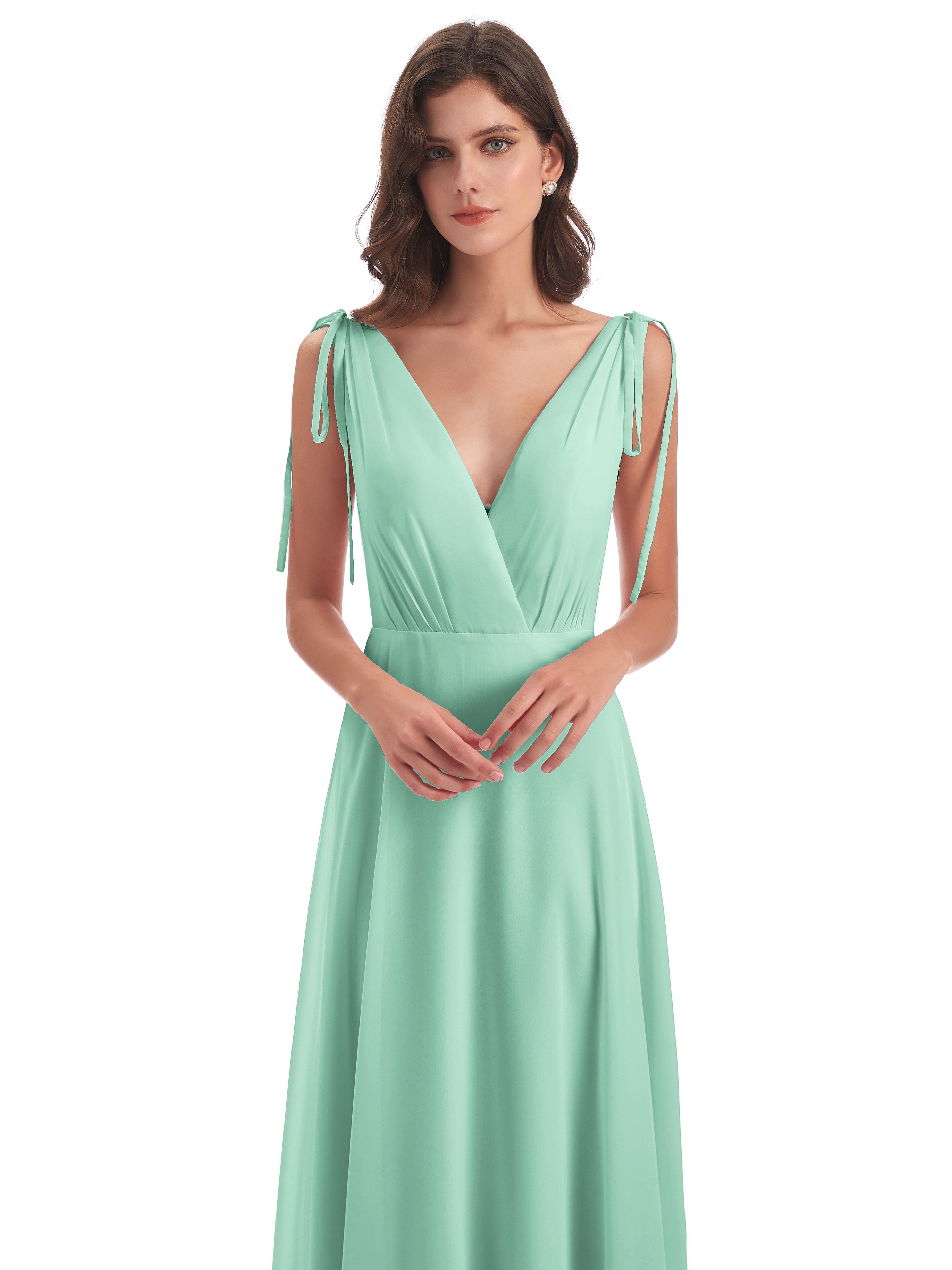 Robe Vert Menthe Demoiselle D Honneur Dos Nu Col V Robes Demoiselle D'Honneur