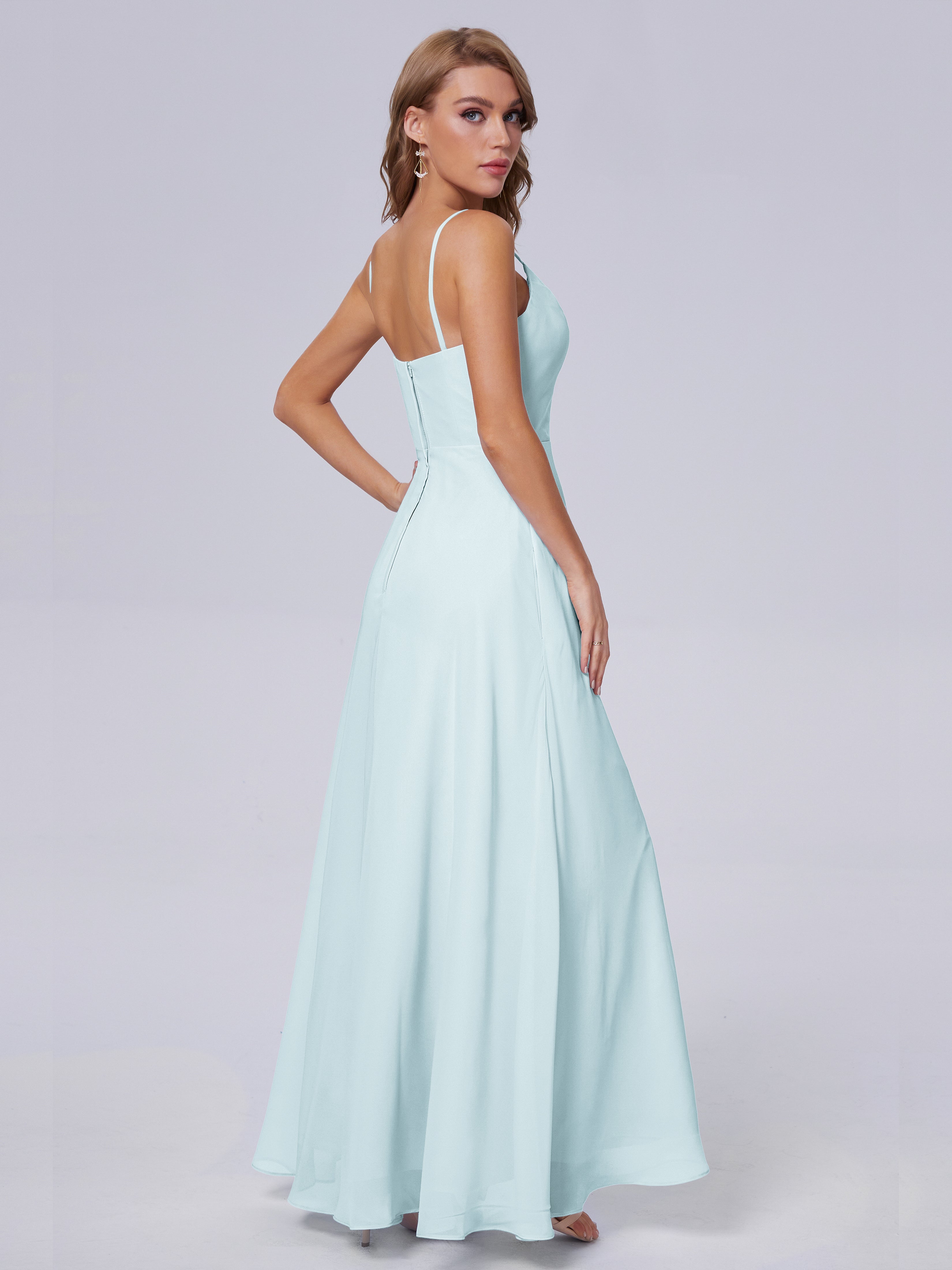 Robe De Demoiselle D'Honneur Brume Reese Mignonne Bretelles Spaghetti Mousseline Robes Demoiselle D'Honneur