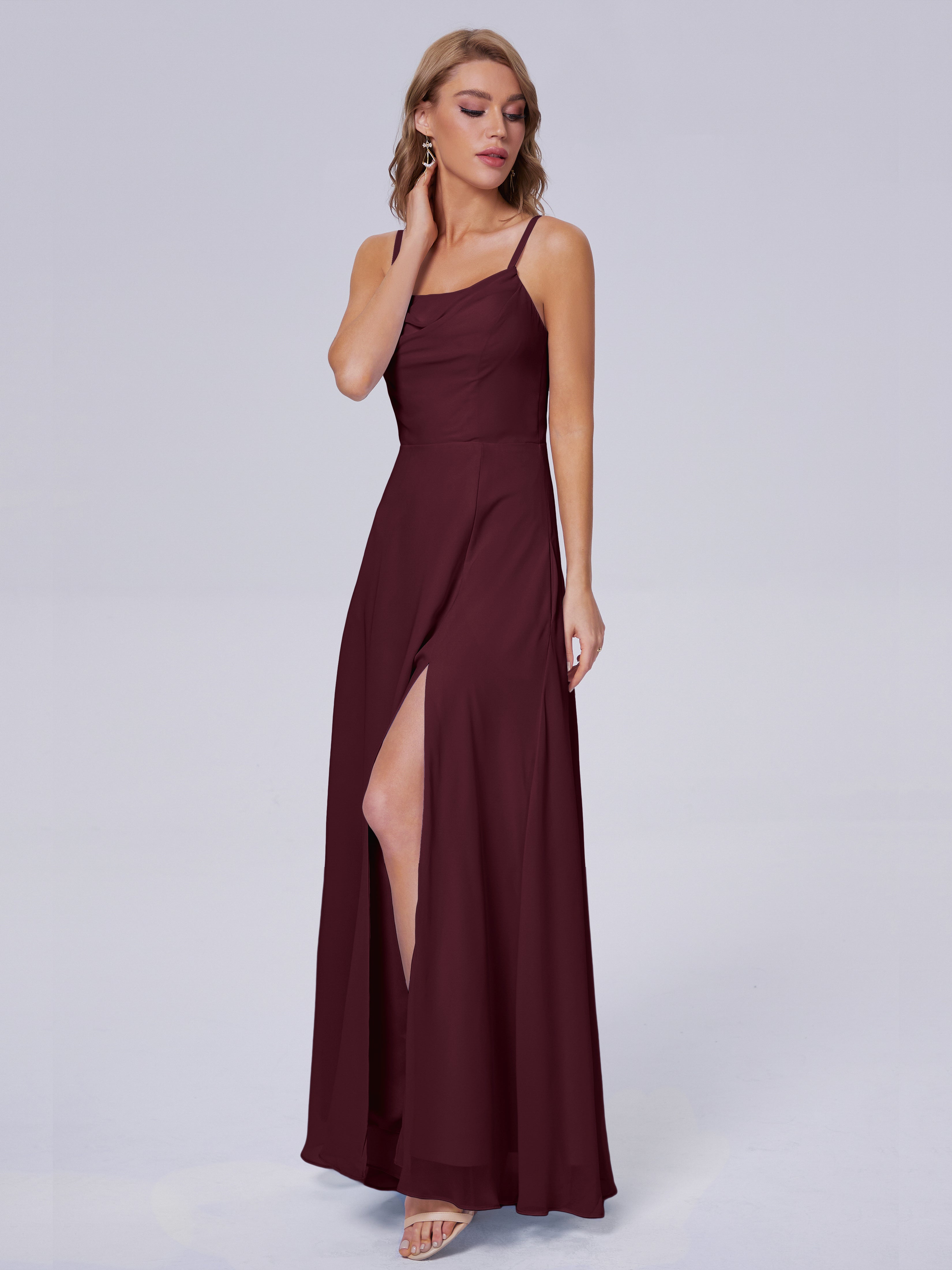 Robes De Demoiselle D'Honneur Cabernet Reese Mignonne Bretelles Spaghetti Mousseline Robes Demoiselle D'Honneur