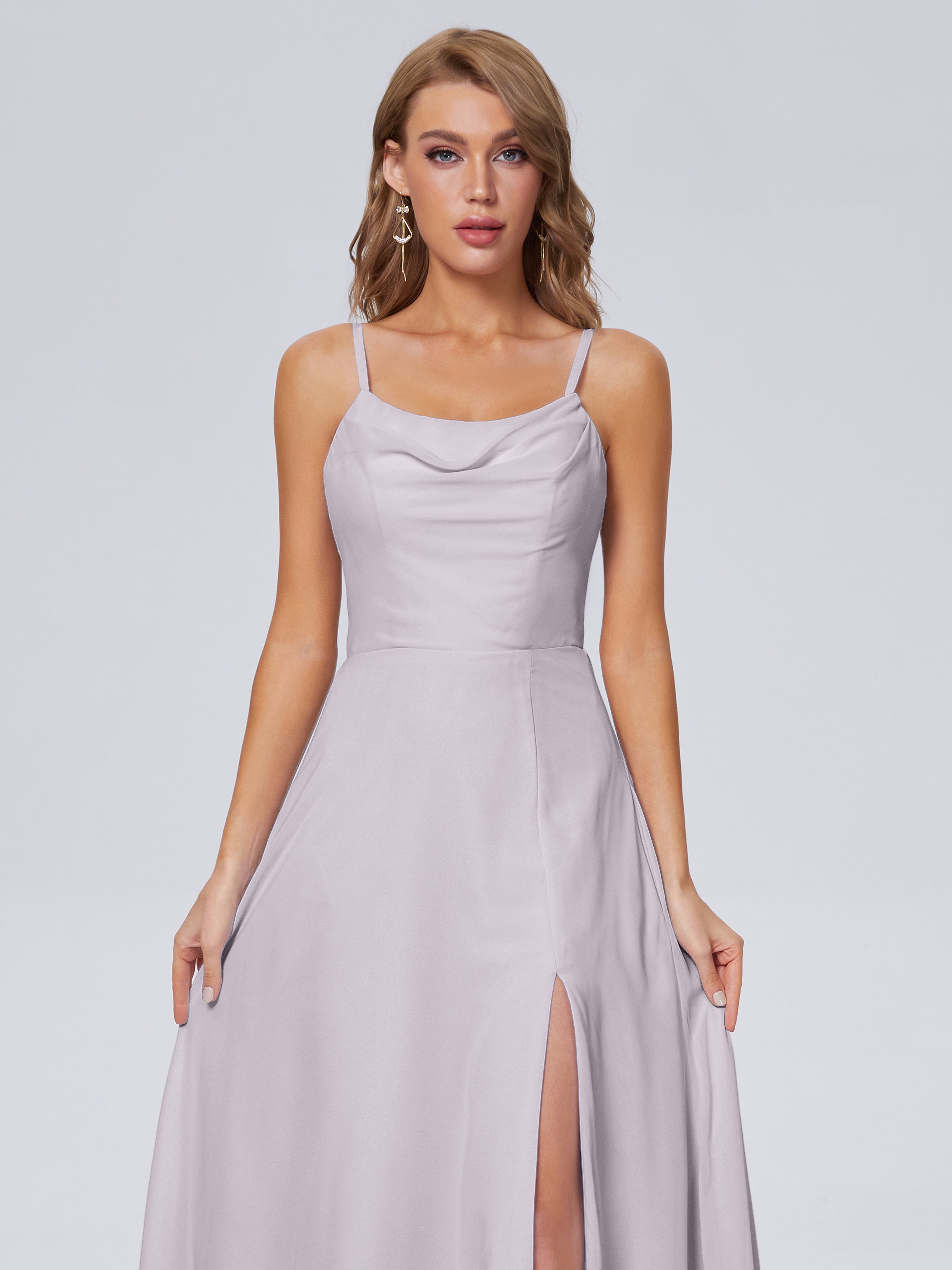 Robes De Demoiselle D'Honneur Couleur Crépuscule Reese Mignonne Bretelles Spaghetti Mousseline Robes Demoiselle D'Honneur
