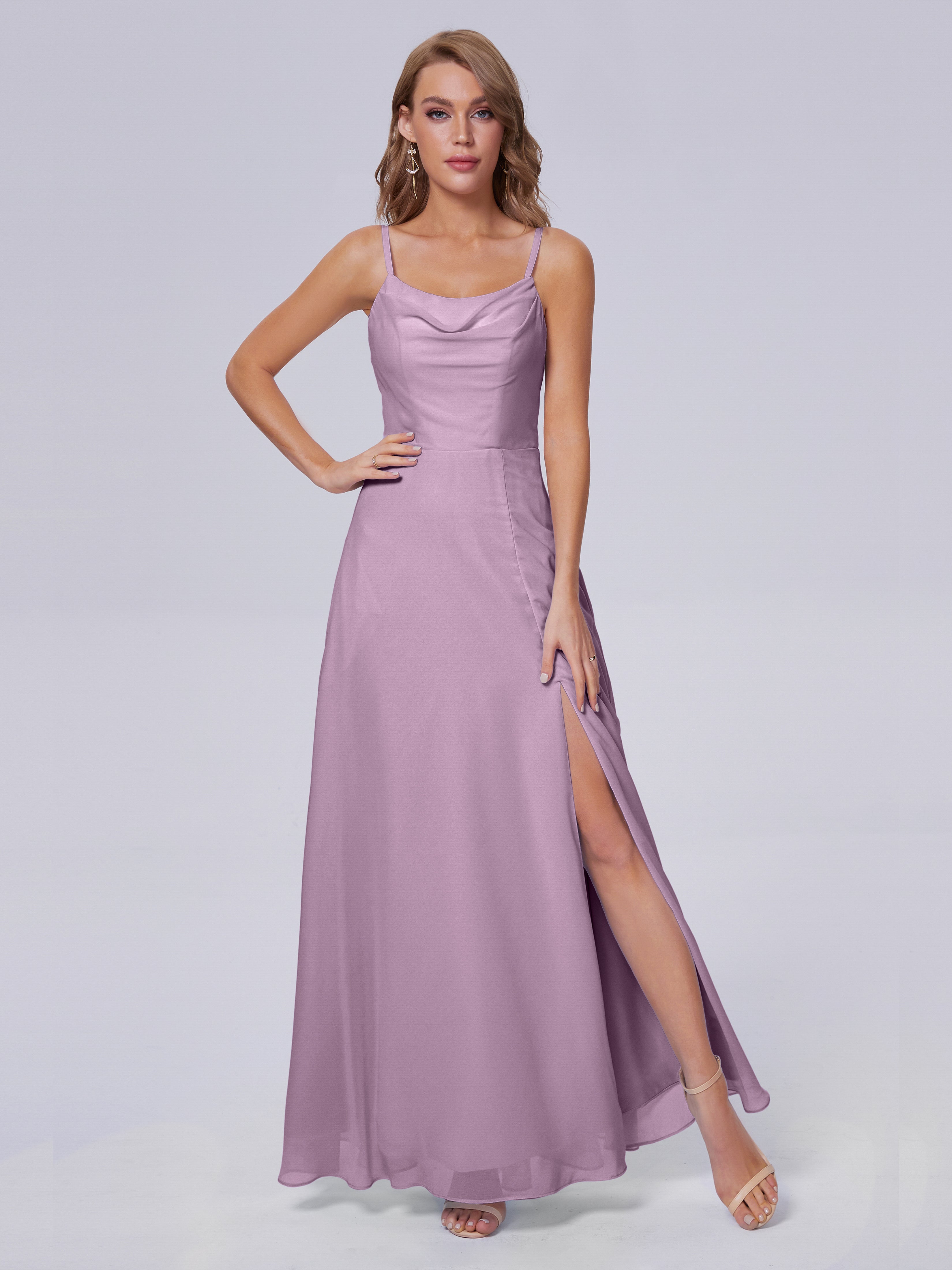 Robes De Demoiselle D'Honneur Glycine Reese Mignonne Bretelles Spaghetti Mousseline Robes Demoiselle D'Honneur