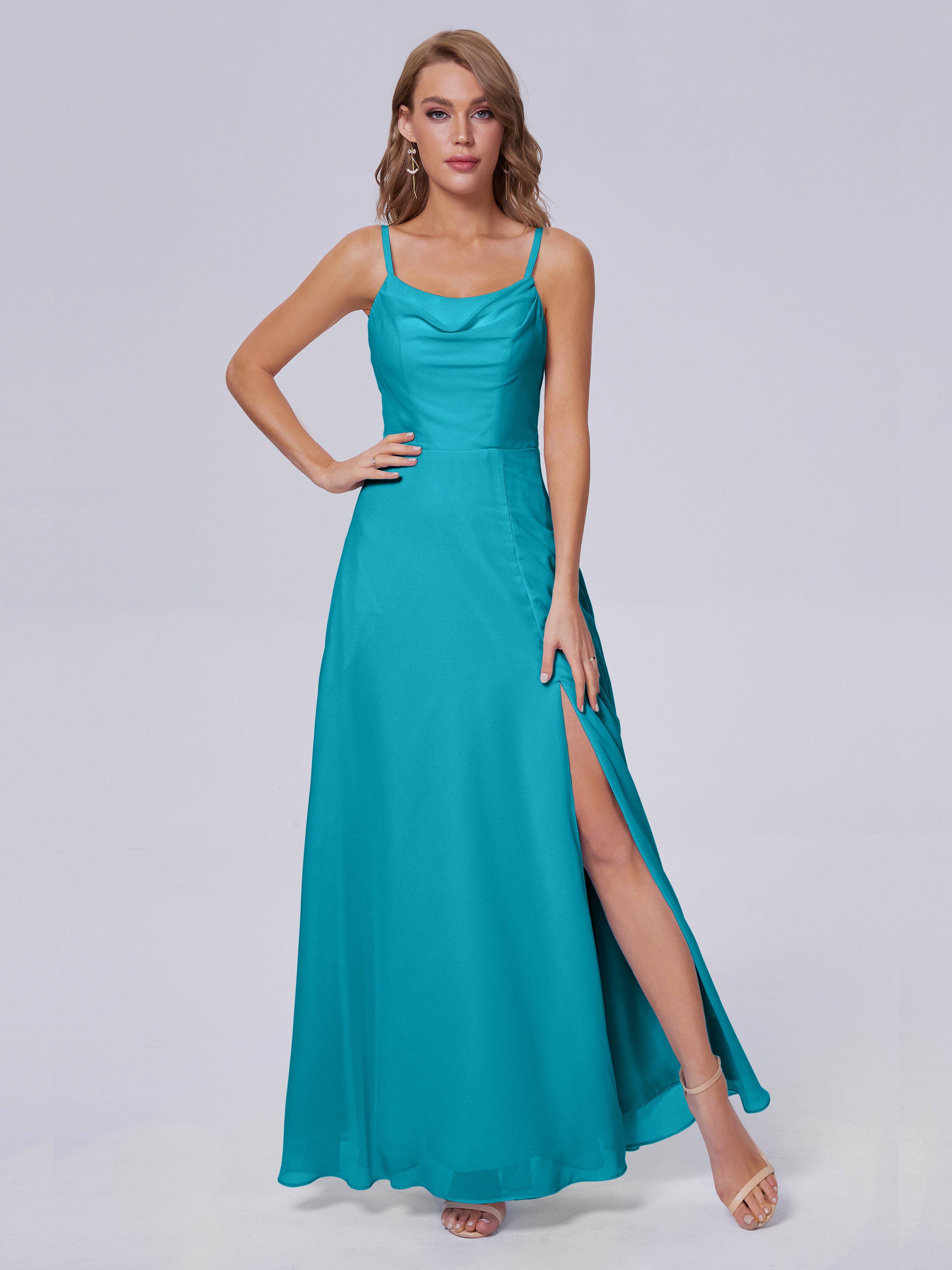 Robes De Demoiselle D'Honneur Vert Jade Reese Mignonne Bretelles Spaghetti Mousseline Robes Demoiselle D'Honneur