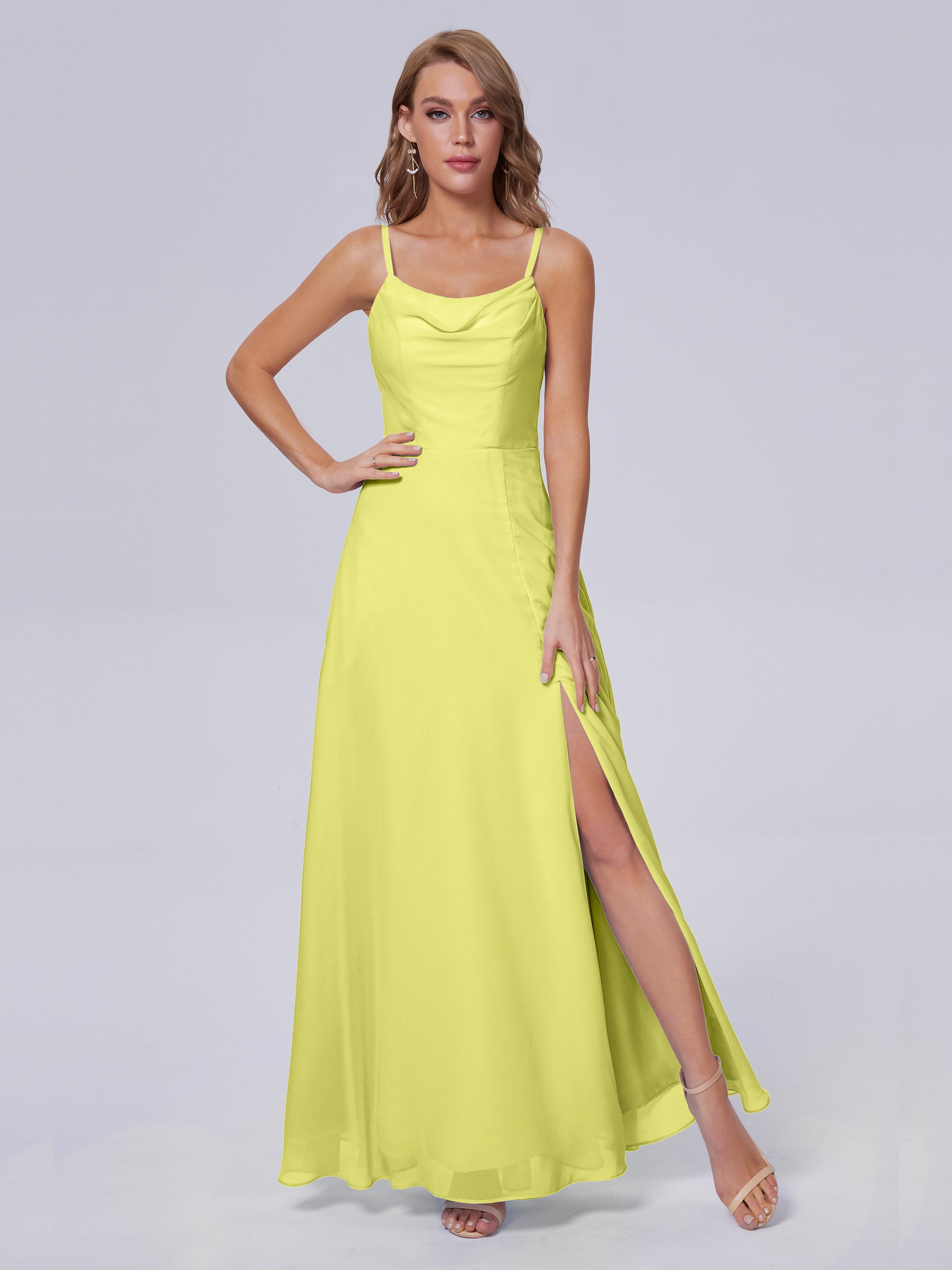 Robes De Demoiselle D'Honneur Jonquille Reese Mignonne Bretelles Spaghetti Mousseline Robes Demoiselle D'Honneur