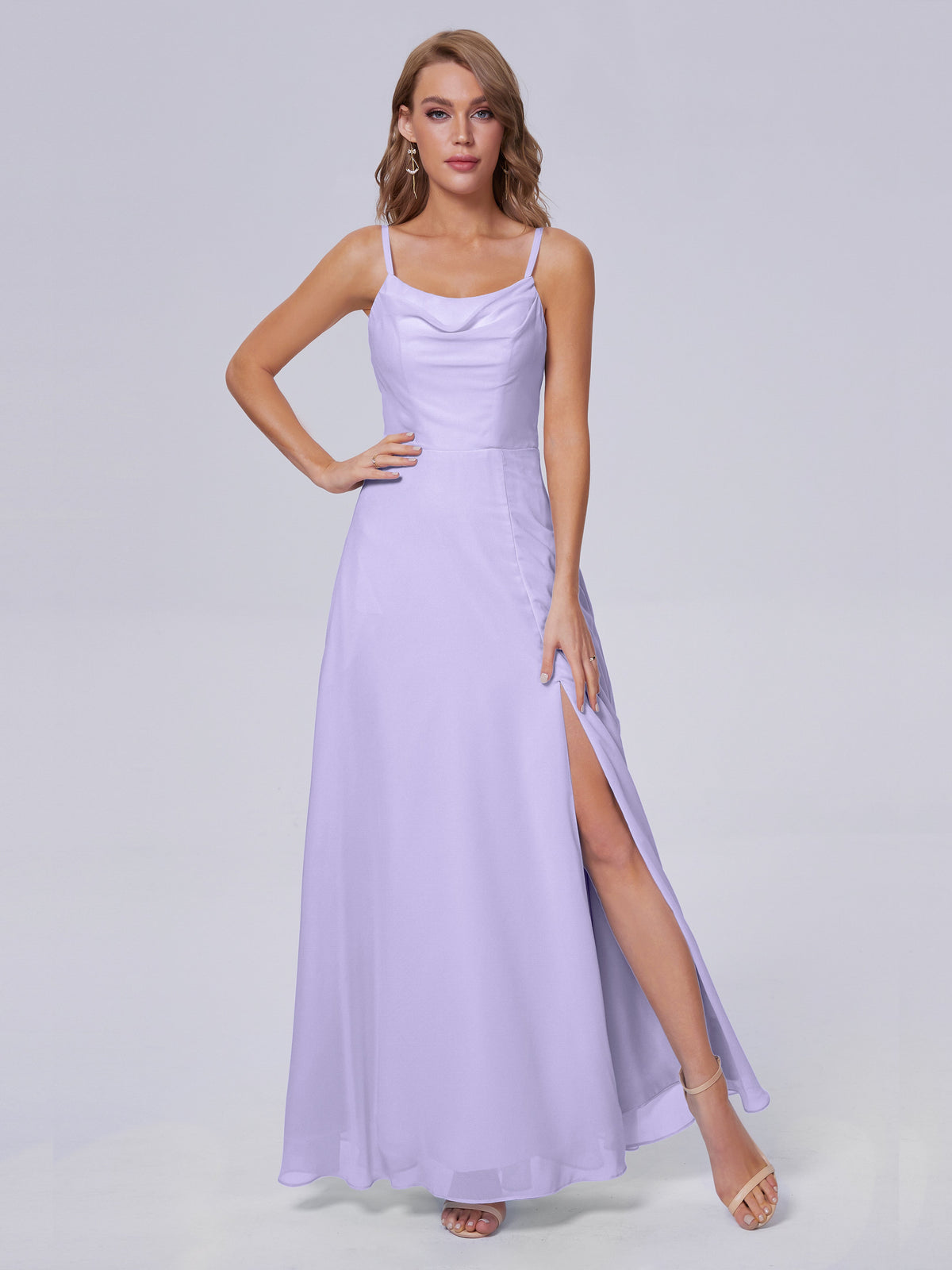Demoiselle Robe Lilas Reese Mignonne Bretelles Spaghetti Mousseline Robes Demoiselle D'Honneur
