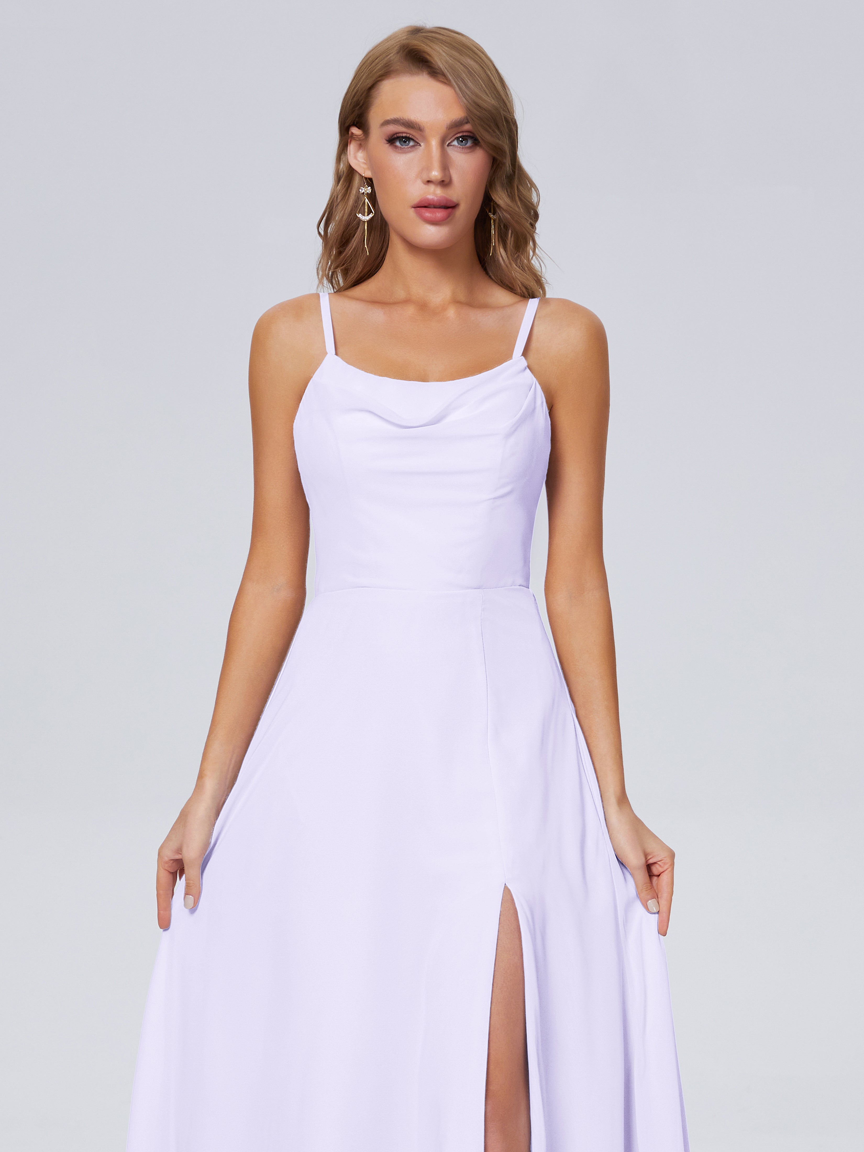 Demoiselle Robe Lilas Reese Mignonne Bretelles Spaghetti Mousseline Robes Demoiselle D'Honneur