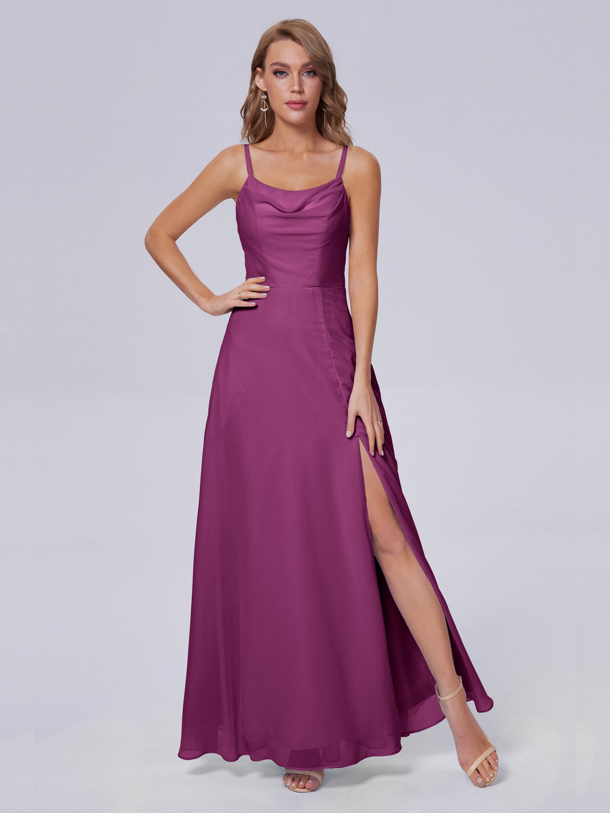 Robes De Demoiselle D'Honneur Orchidée Reese Mignonne Bretelles Spaghetti Mousseline Robes Demoiselle D'Honneur