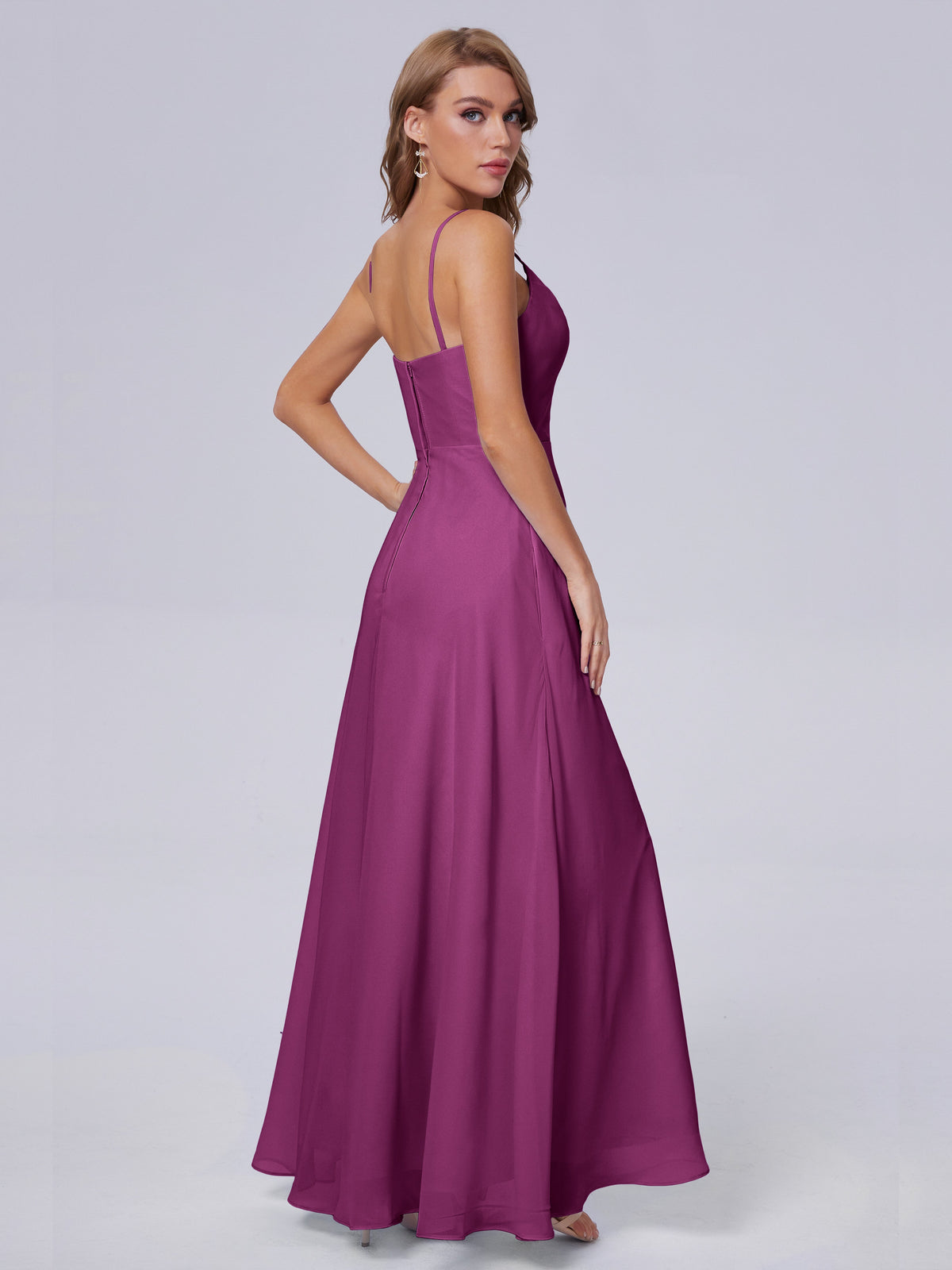 Robes De Demoiselle D'Honneur Orchidée Reese Mignonne Bretelles Spaghetti Mousseline Robes Demoiselle D'Honneur