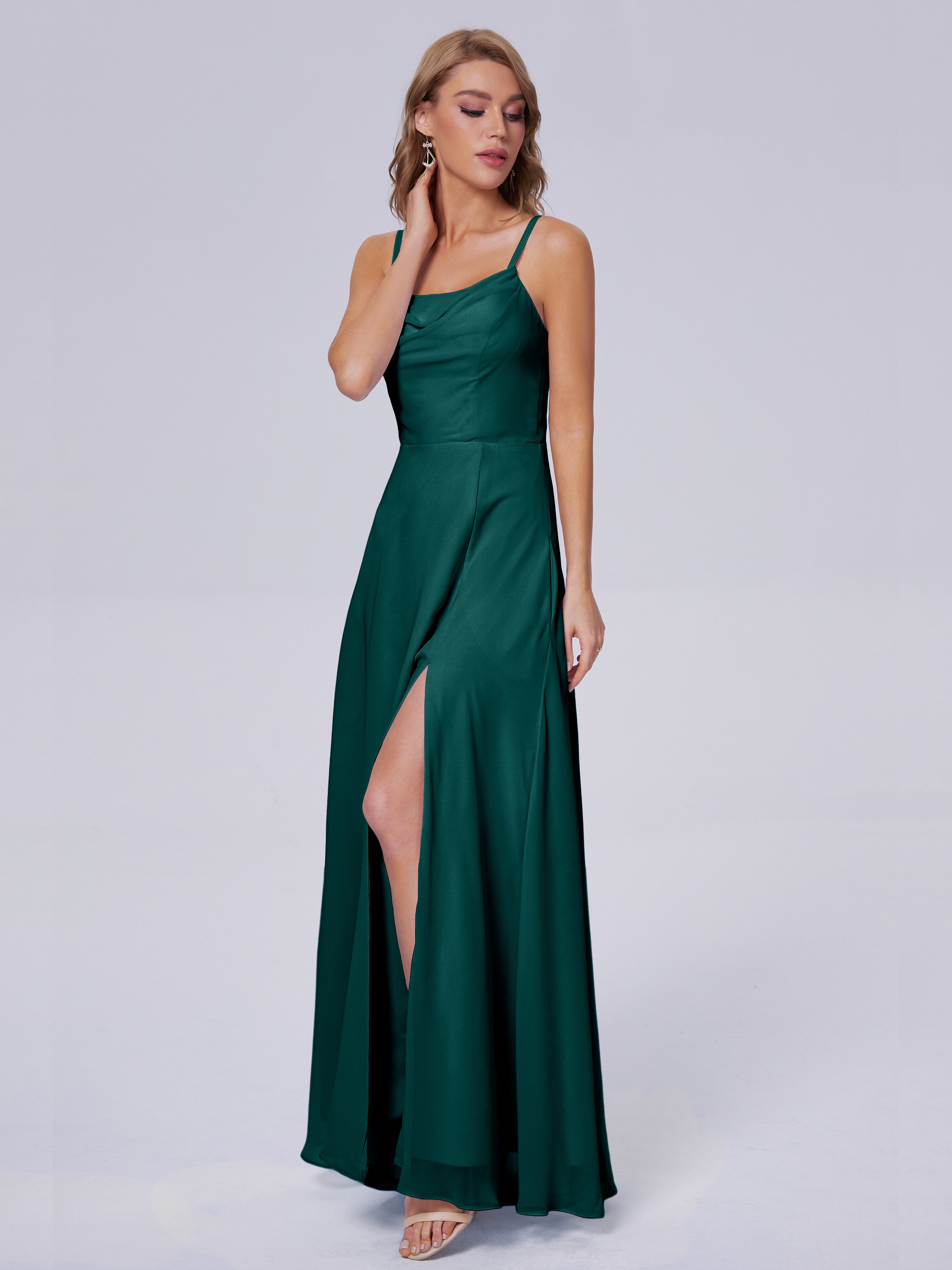 Robes De Demoiselle D'Honneur De Paon Reese Mignonne Bretelles Spaghetti Mousseline Robes Demoiselle D'Honneur