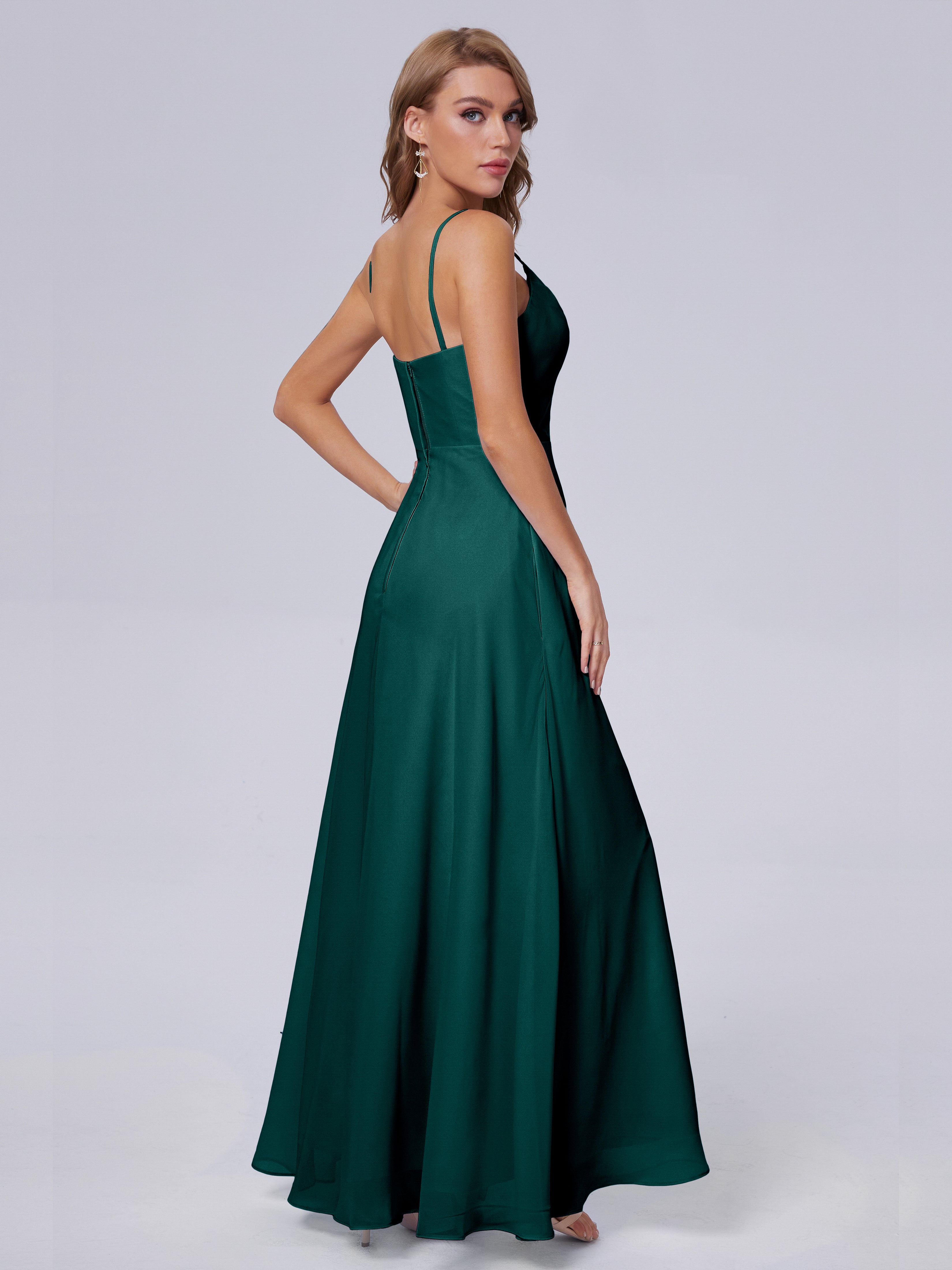 Robes De Demoiselle D'Honneur De Paon Reese Mignonne Bretelles Spaghetti Mousseline Robes Demoiselle D'Honneur