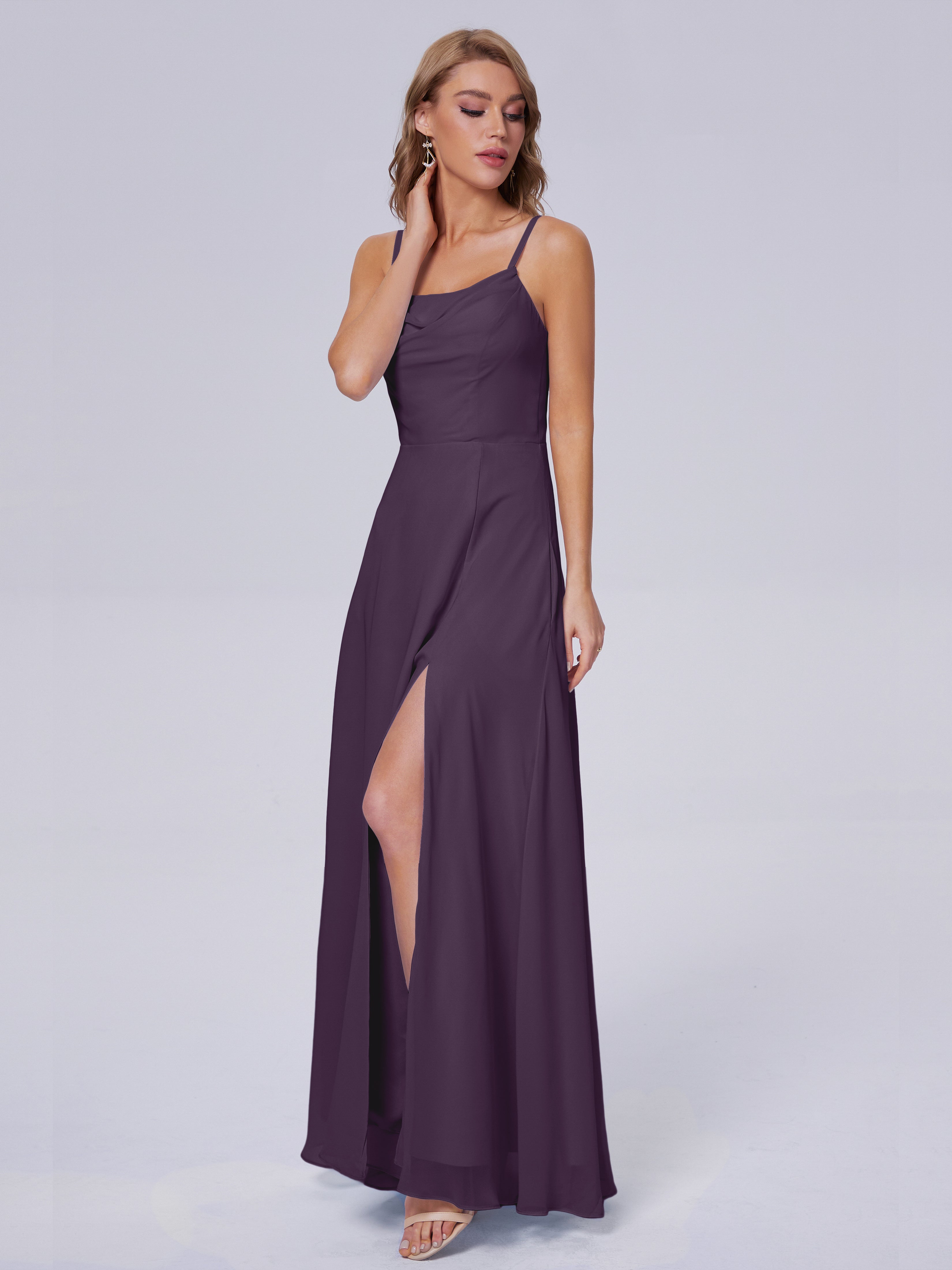 Robe Demoiselle D Honneur Plume Reese Mignonne Bretelles Spaghetti Mousseline Robes Demoiselle D'Honneur