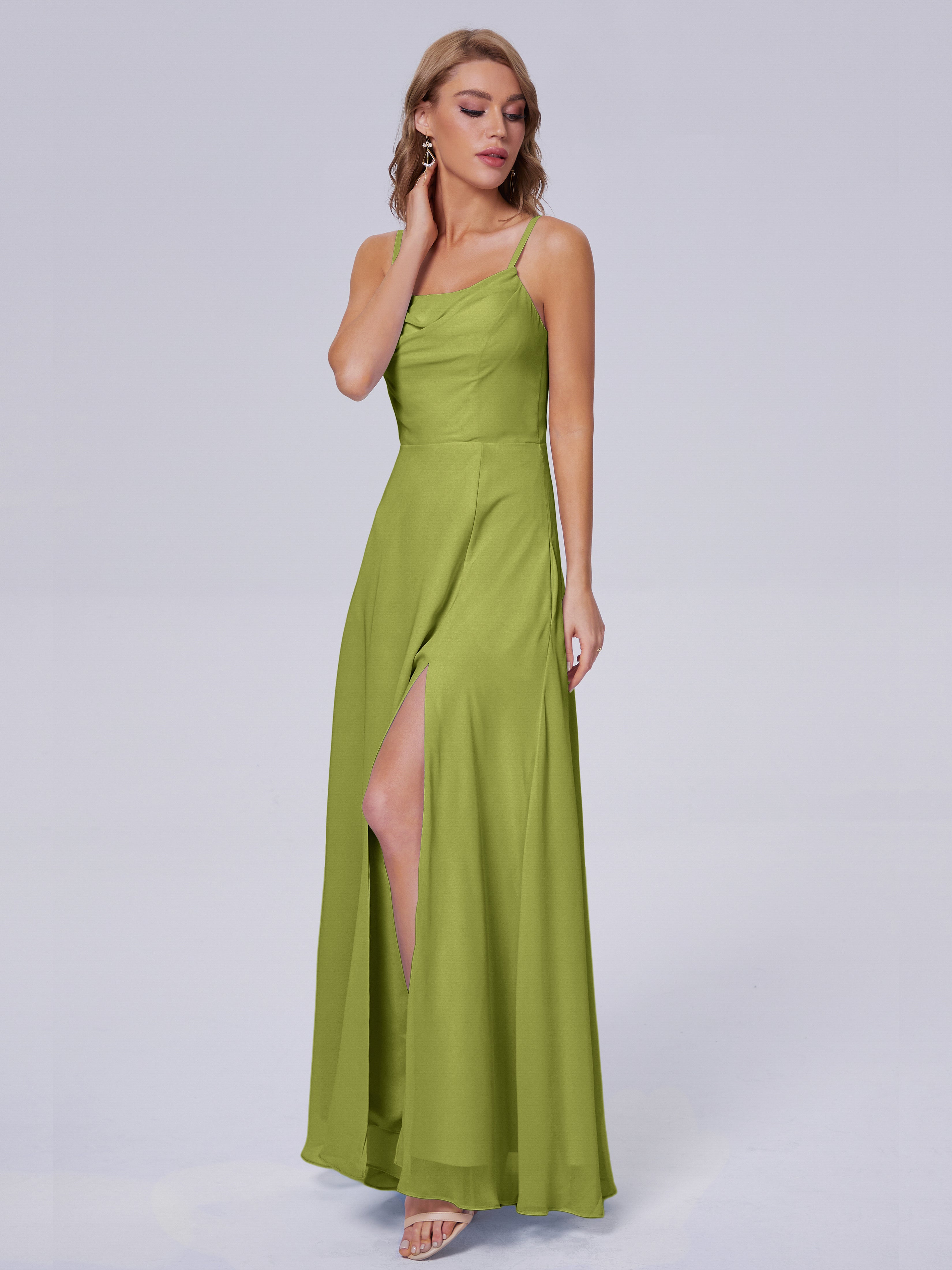 Robes De Demoiselle D'Honneur Trèfle Reese Mignonne Bretelles Spaghetti Mousseline Robes Demoiselle D'Honneur