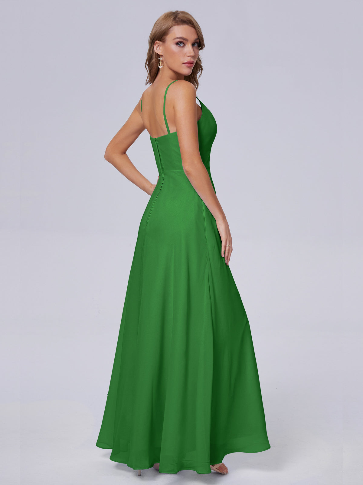Robe De Demoiselle D'Honneur Verte Reese Mignonne Bretelles Spaghetti Mousseline Robes Demoiselle D'Honneur