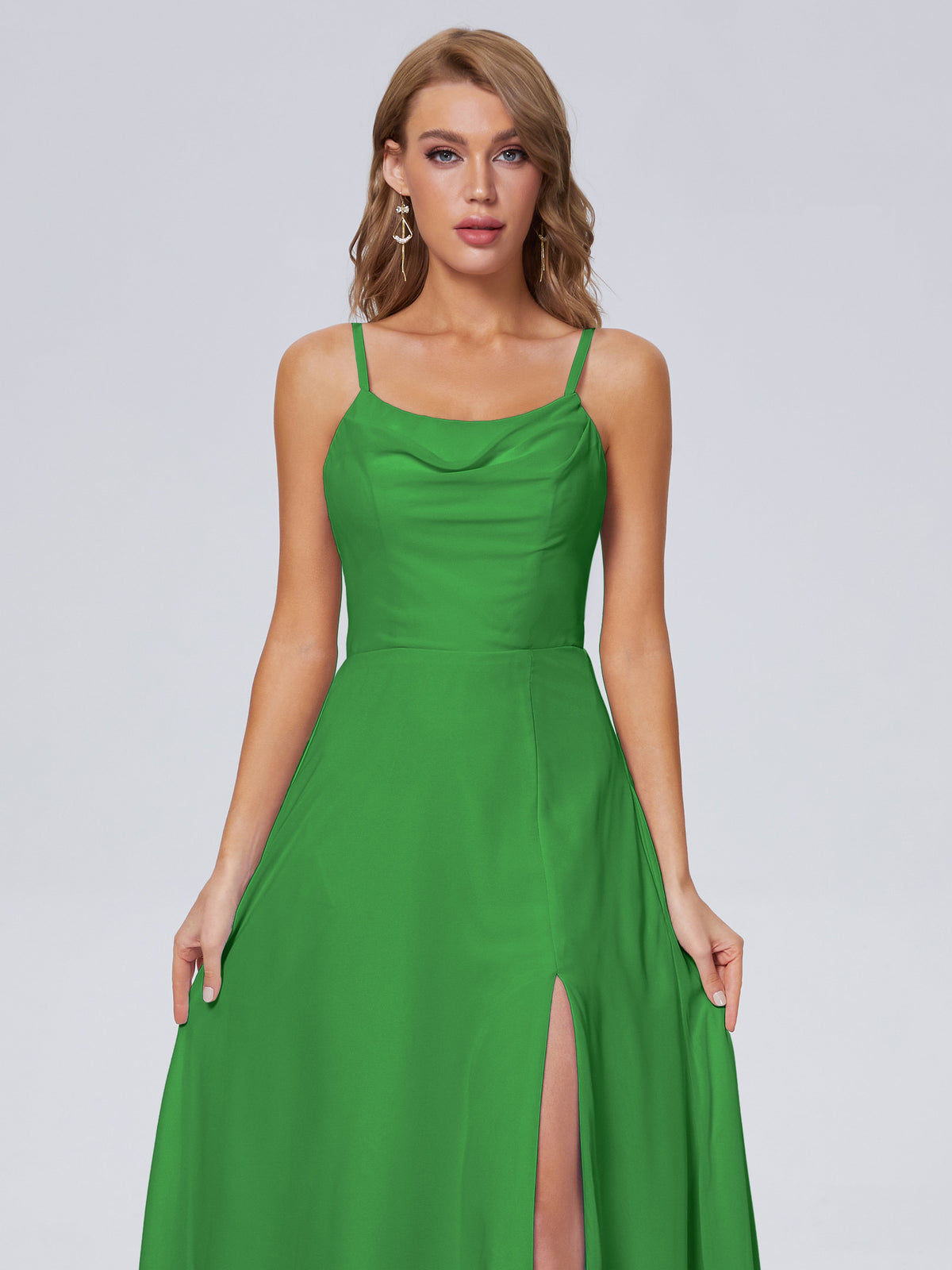 Robe De Demoiselle D'Honneur Verte Reese Mignonne Bretelles Spaghetti Mousseline Robes Demoiselle D'Honneur