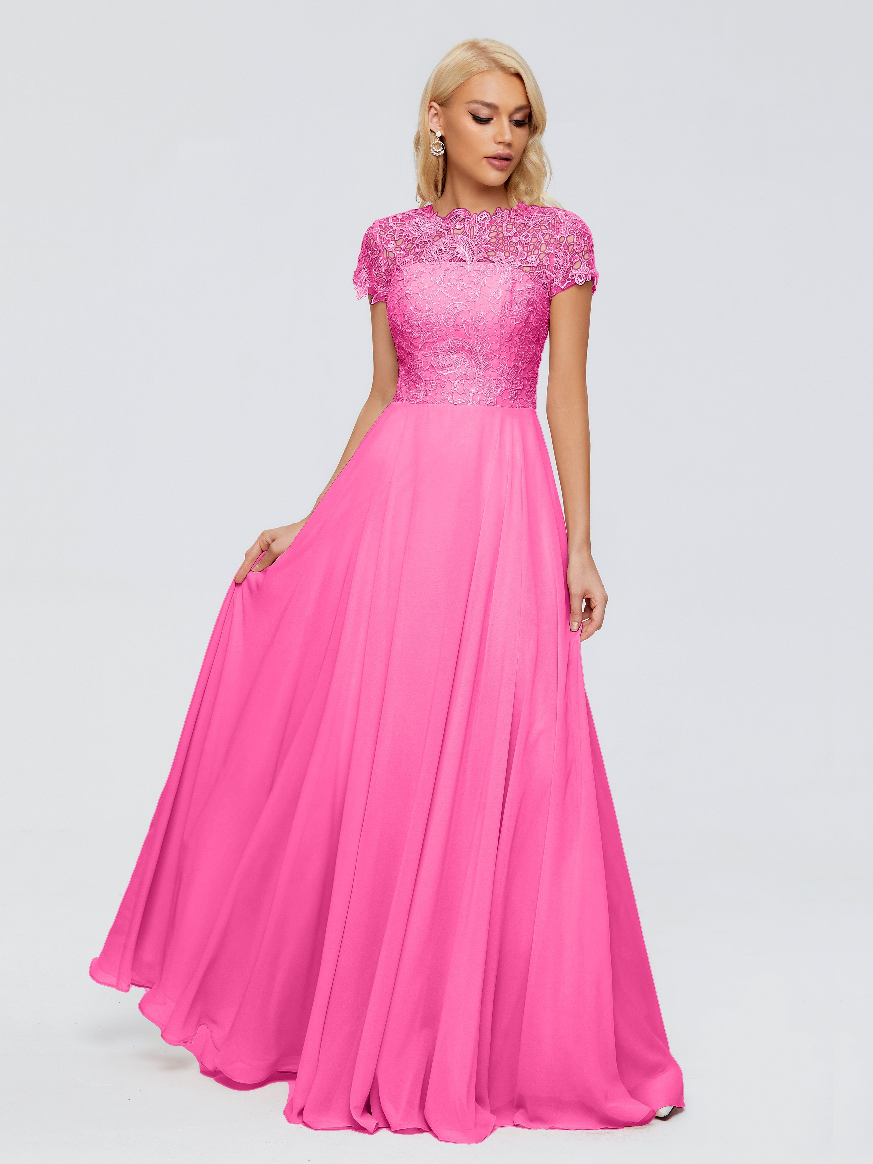 Robe Demoiselle D Honneur Azalée A-ligne Encolure Dégagée Mousseline Robes Demoiselle D'Honneur