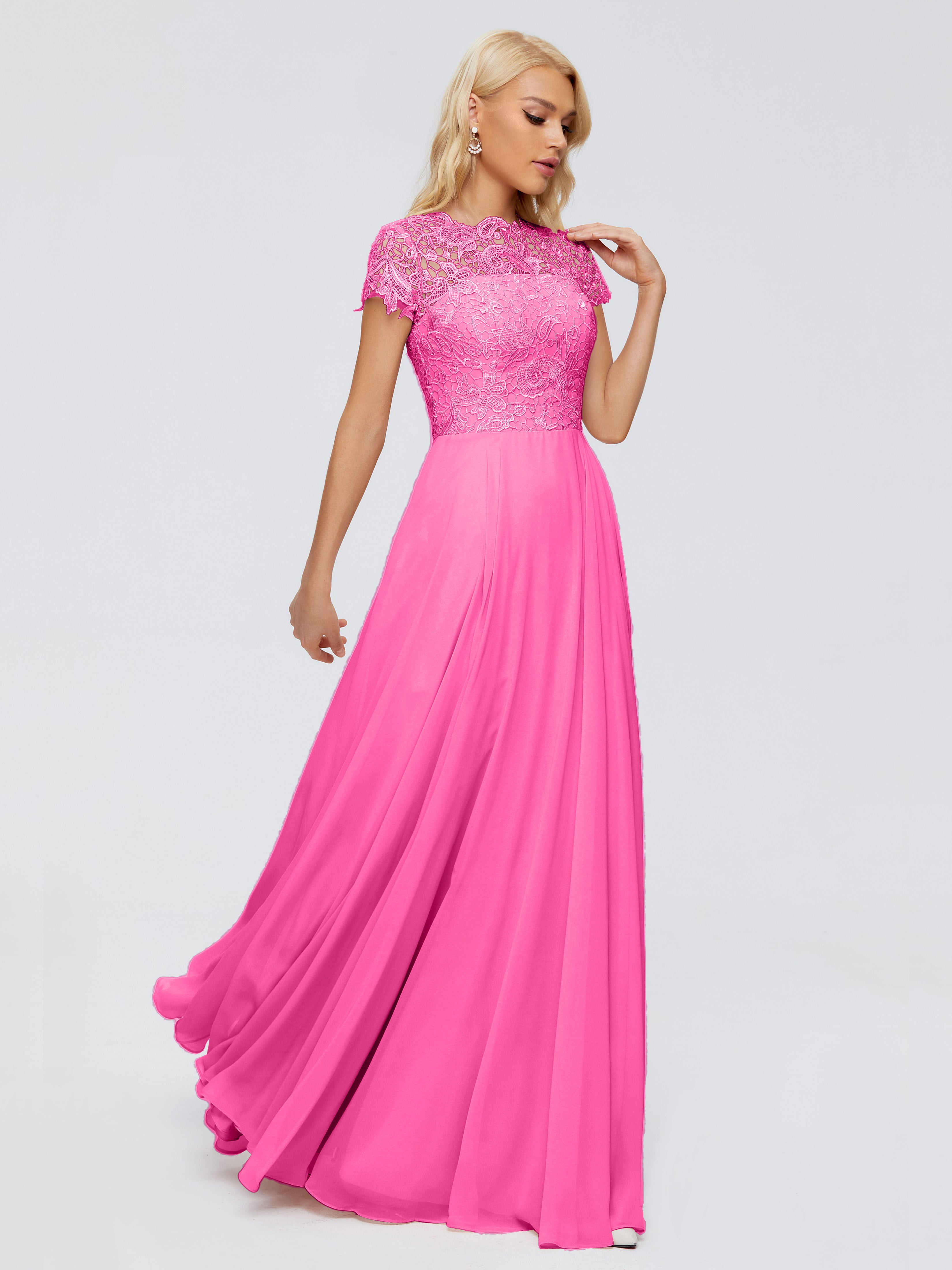 Robe Demoiselle D Honneur Azalée A-ligne Encolure Dégagée Mousseline Robes Demoiselle D'Honneur