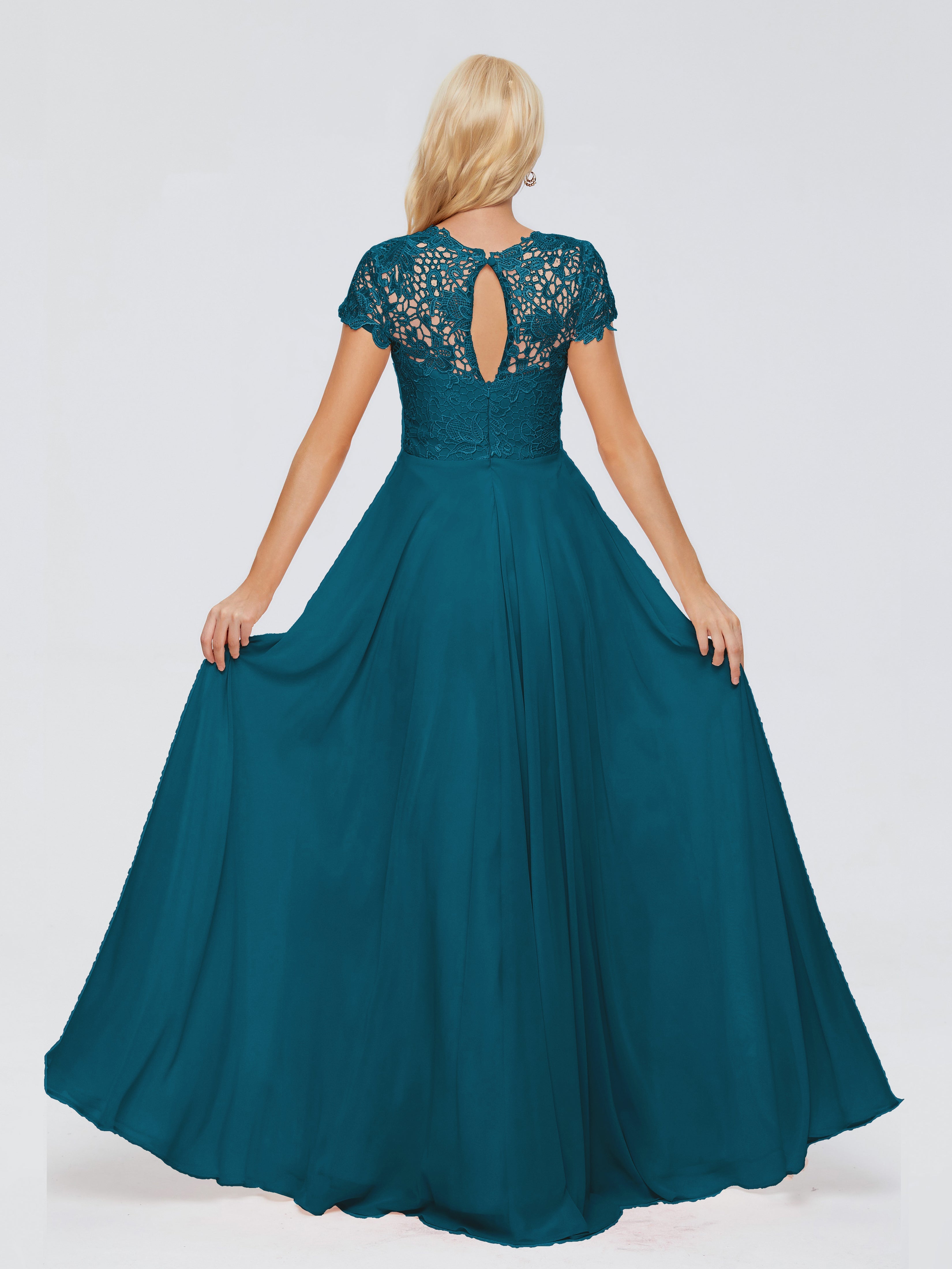 Robe De Demoiselle D'Honneur Bleu Encre A-ligne Encolure Dégagée Mousseline Robes Demoiselle D'Honneur