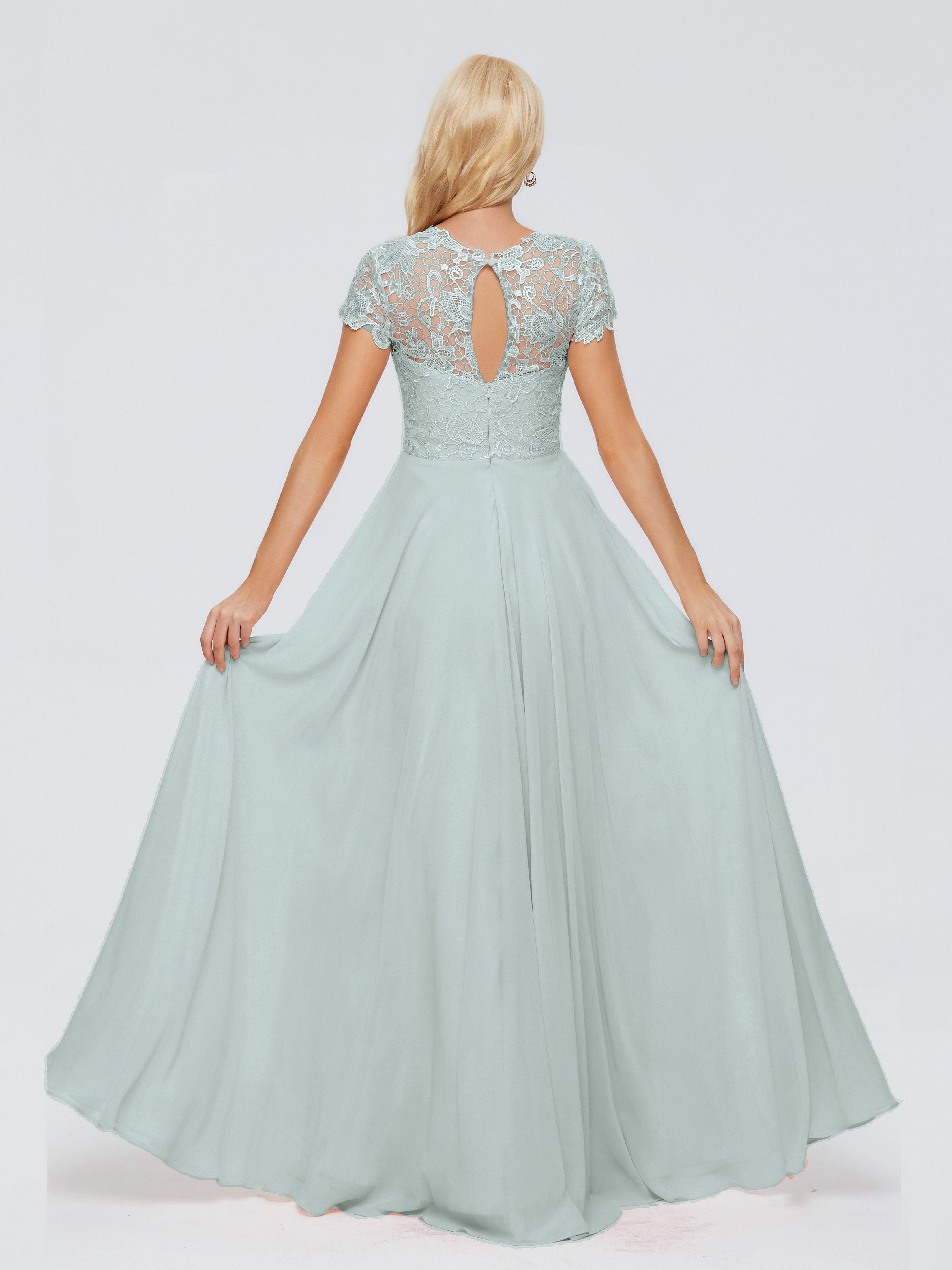 Robe Demoiselle D Honneur Celadon A-ligne Encolure Dégagée Mousseline Robes Demoiselle D'Honneur