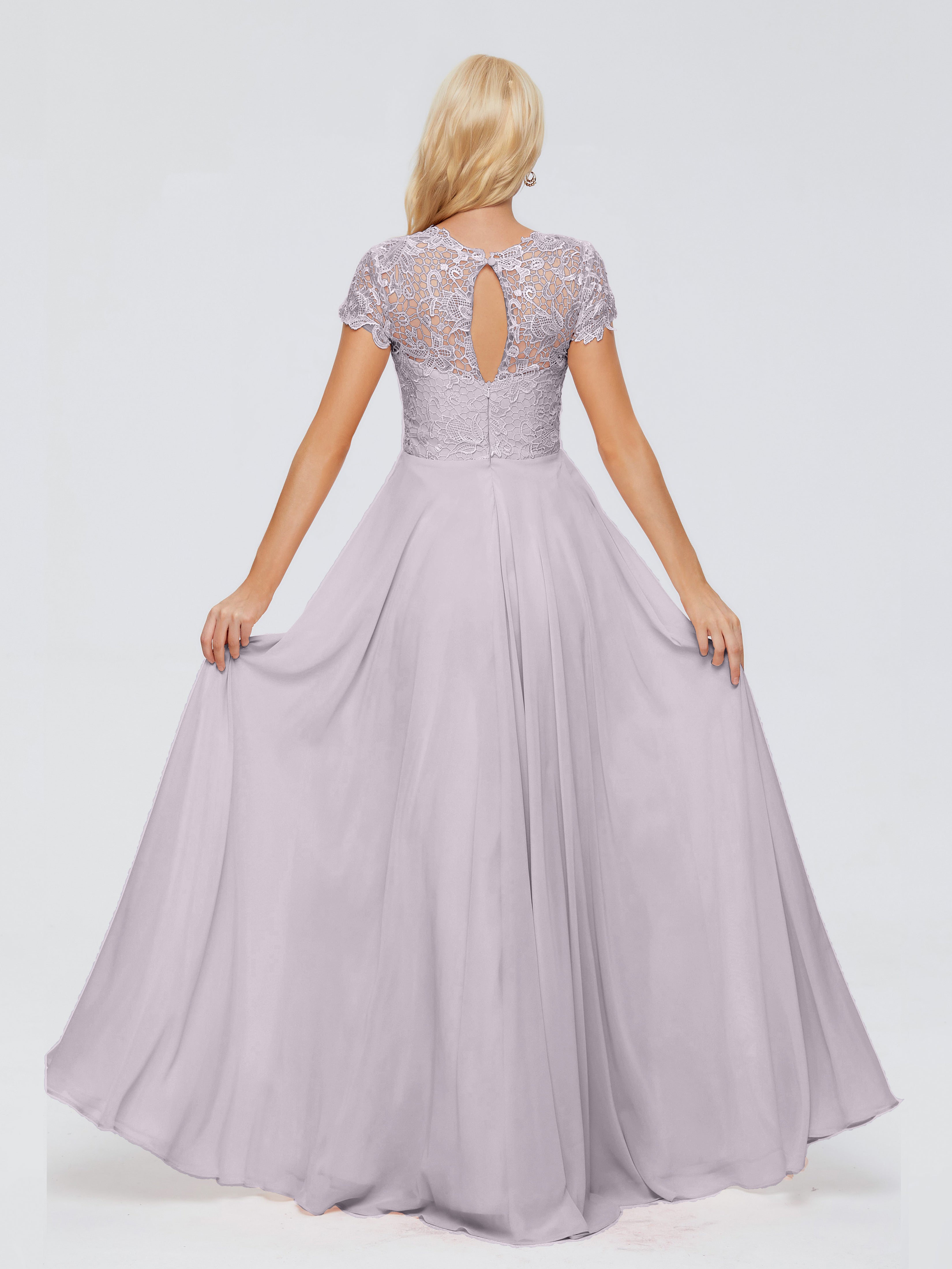 Robes De Demoiselle D'Honneur Couleur Crépuscule A-ligne Encolure Dégagée Mousseline Robes Demoiselle D'Honneur