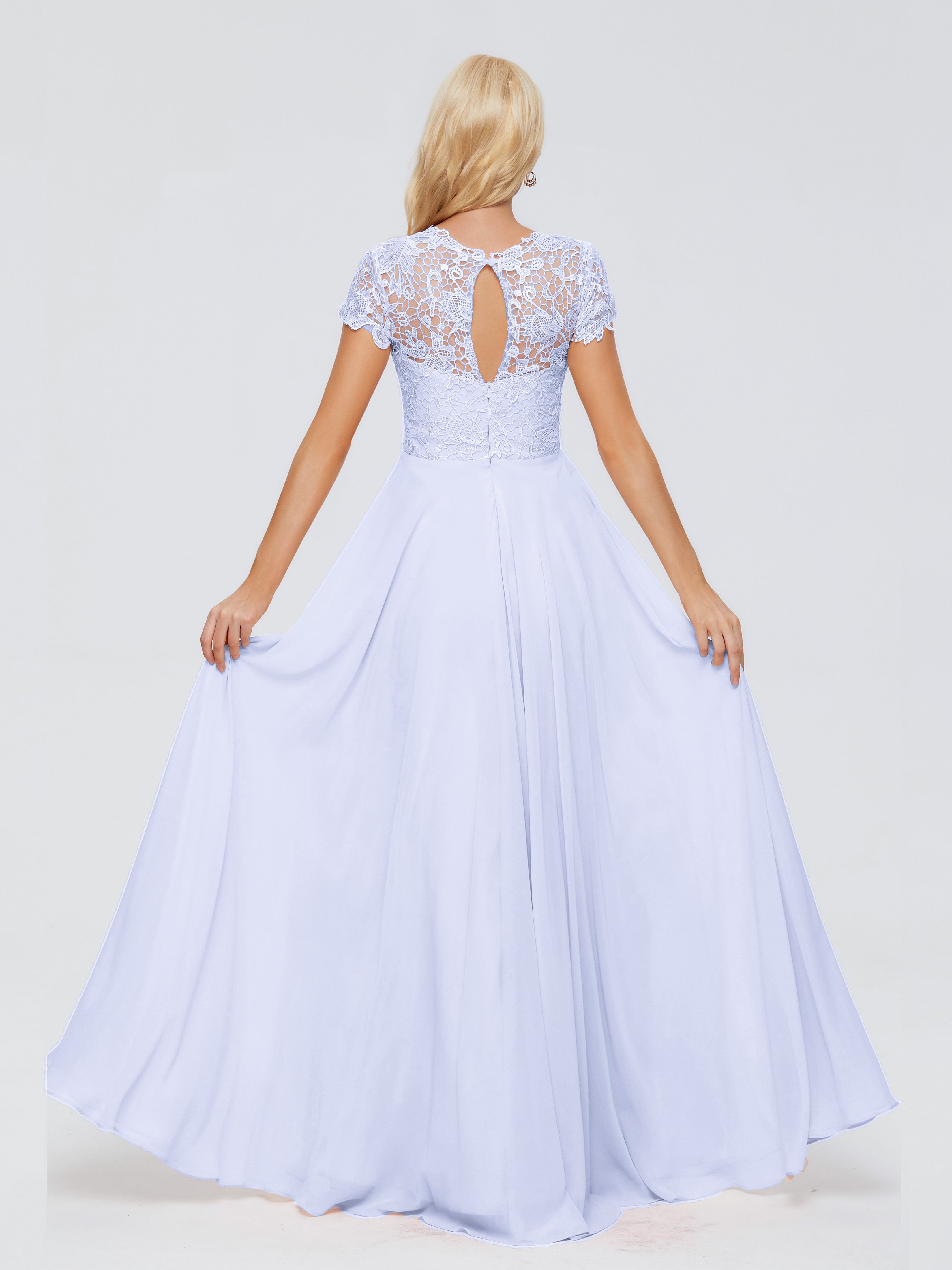 Robe De Demoiselle D'Honneur Lavande Trapèze Encolure Dégagée Mousseline Robes Demoiselle D'Honneur