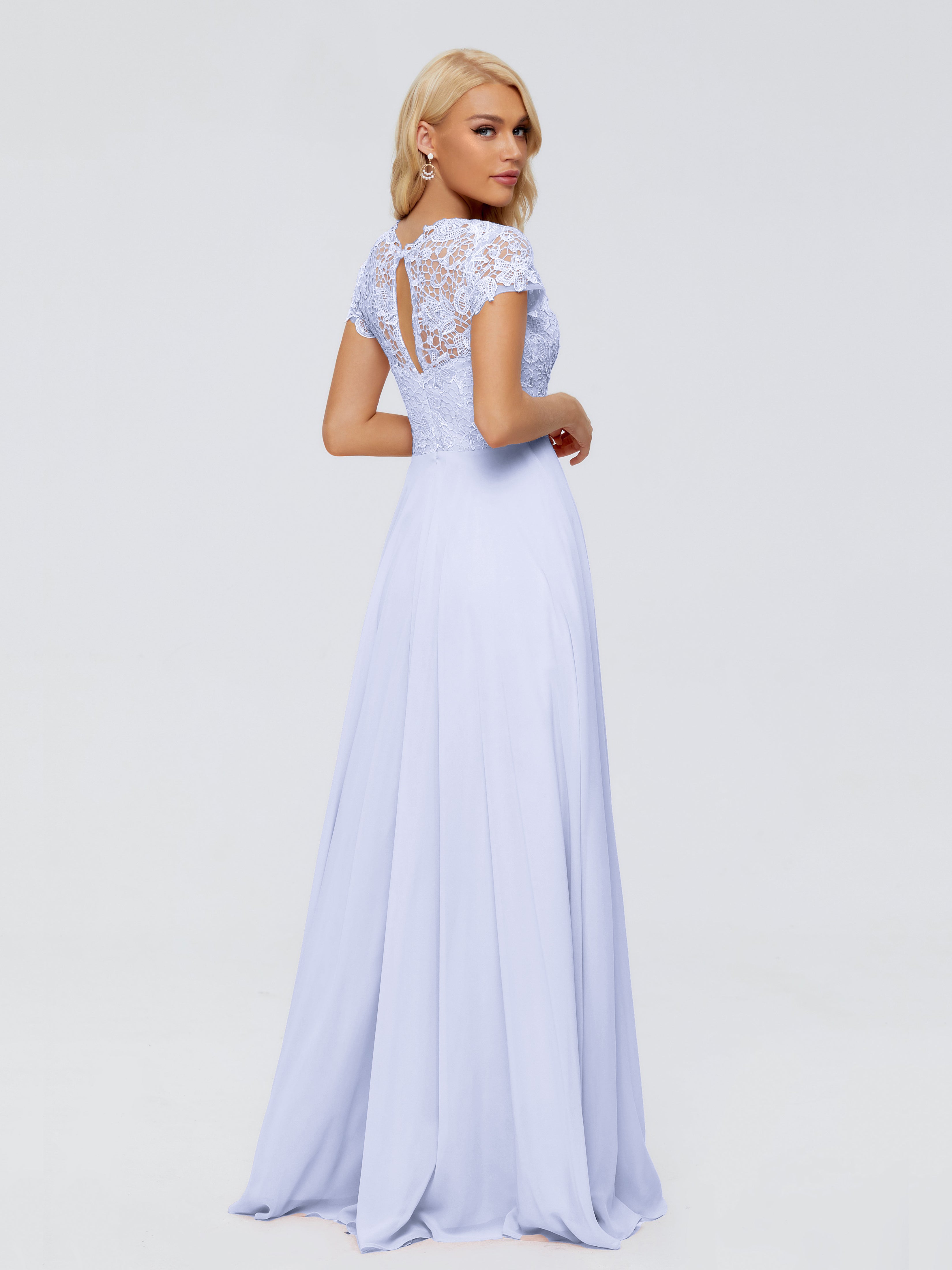 Robe De Demoiselle D'Honneur Lavande Trapèze Encolure Dégagée Mousseline Robes Demoiselle D'Honneur
