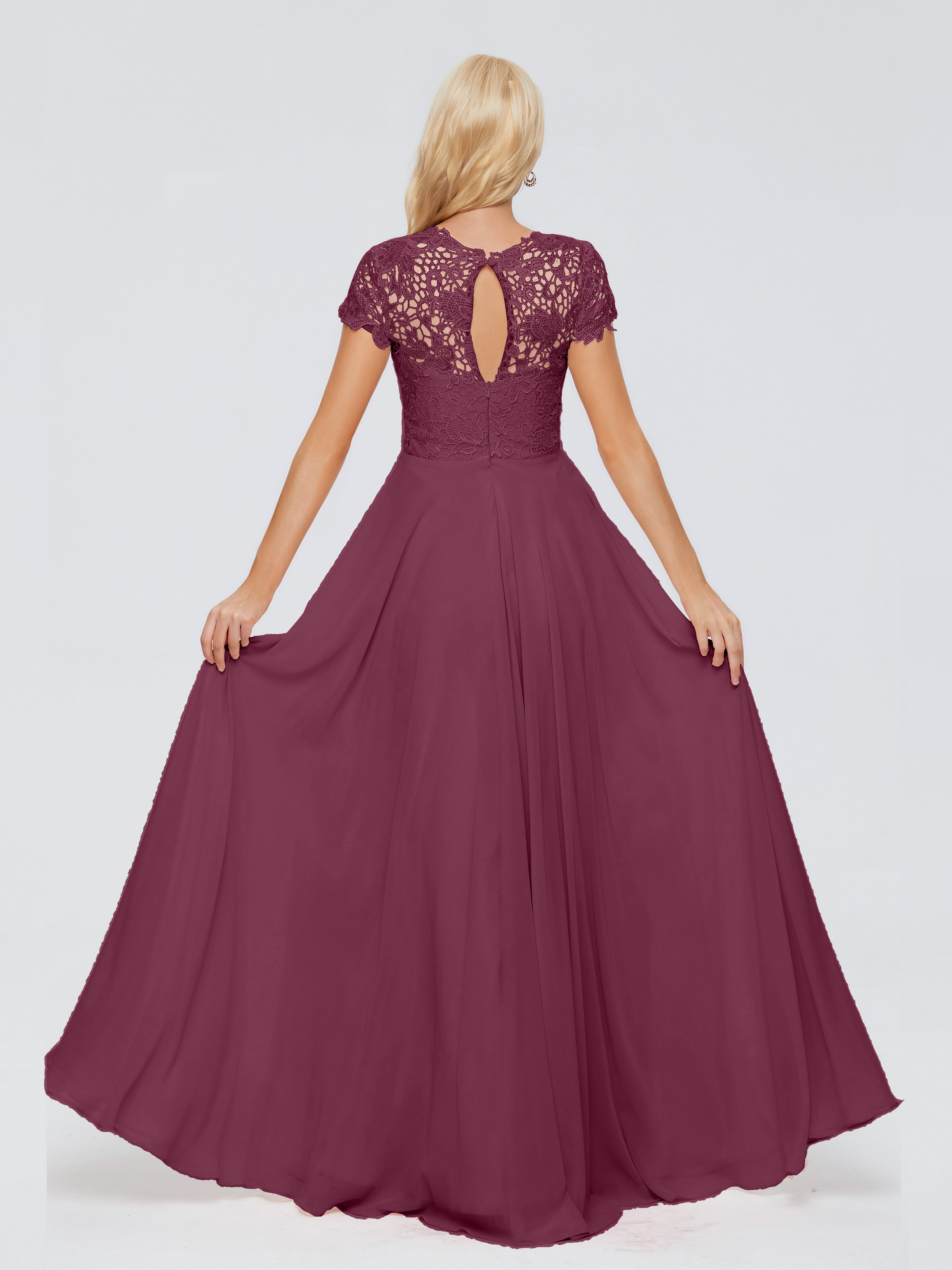Robes De Demoiselle D'Honneur Mure A-ligne Encolure Dégagée Mousseline Robes Demoiselle D'Honneur